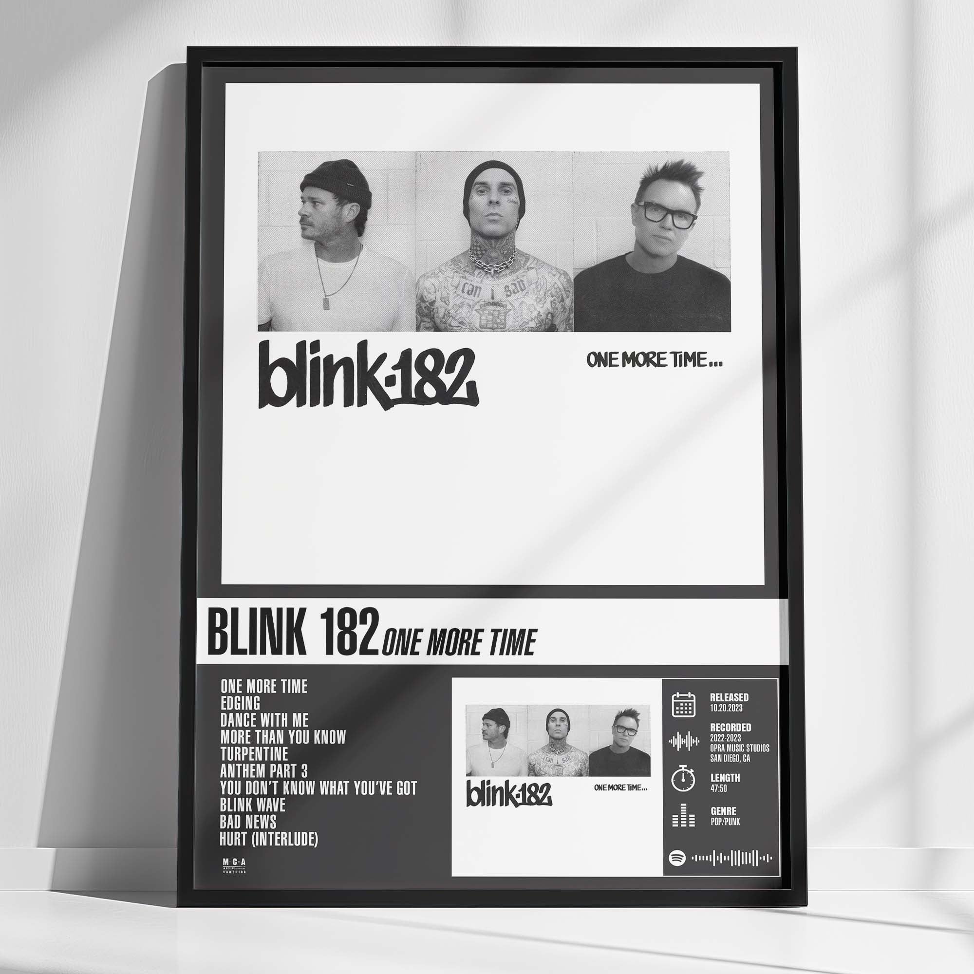 Blink 182 - One More Time Tracklist Poster Framed Wall Art Mockup
