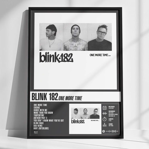 Blink 182 - One More Time Tracklist Poster Framed Wall Art Mockup