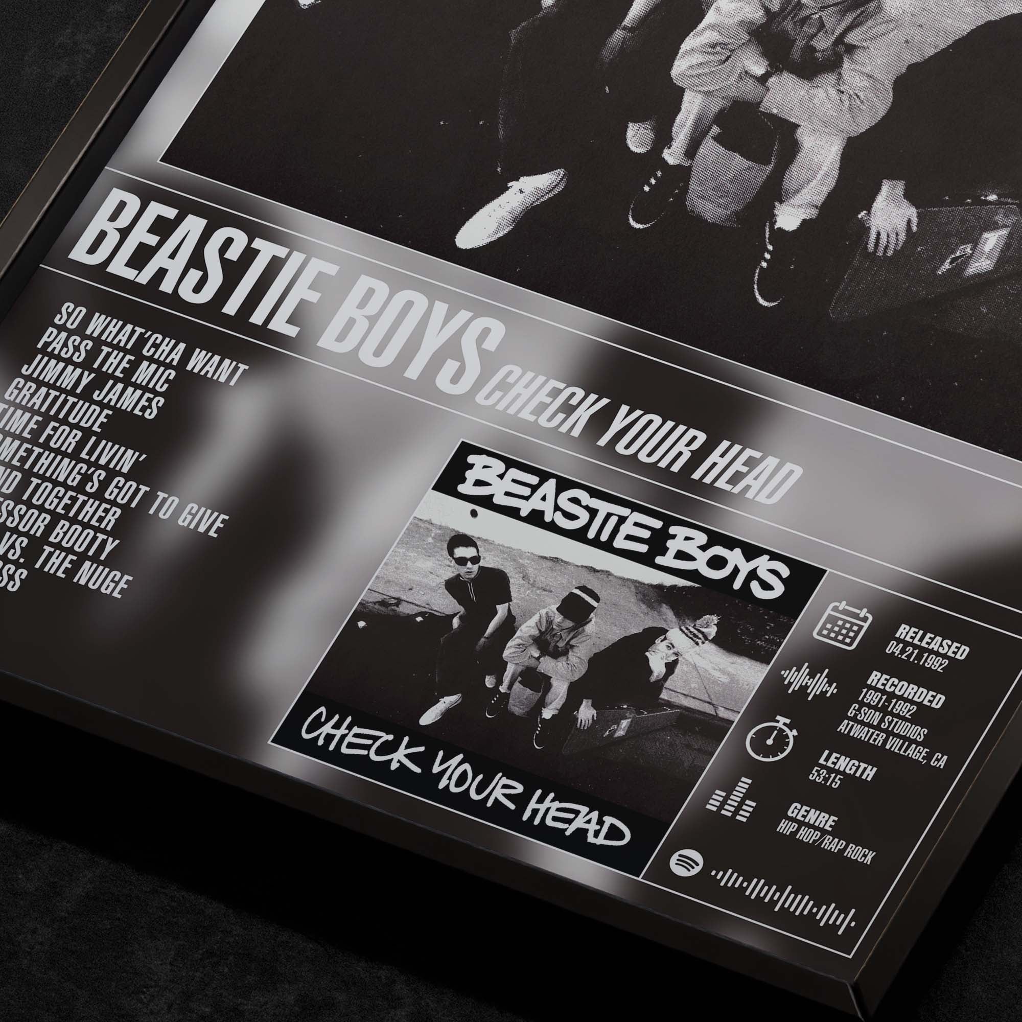 Beastie Boys - Check Your Head Close Up Detail View of Album Tracklist Typography Poster