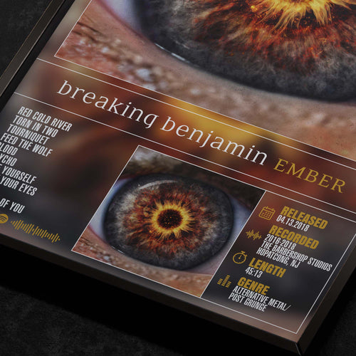 Breaking Benjamin Ember Close up detail of poster typography and track list 