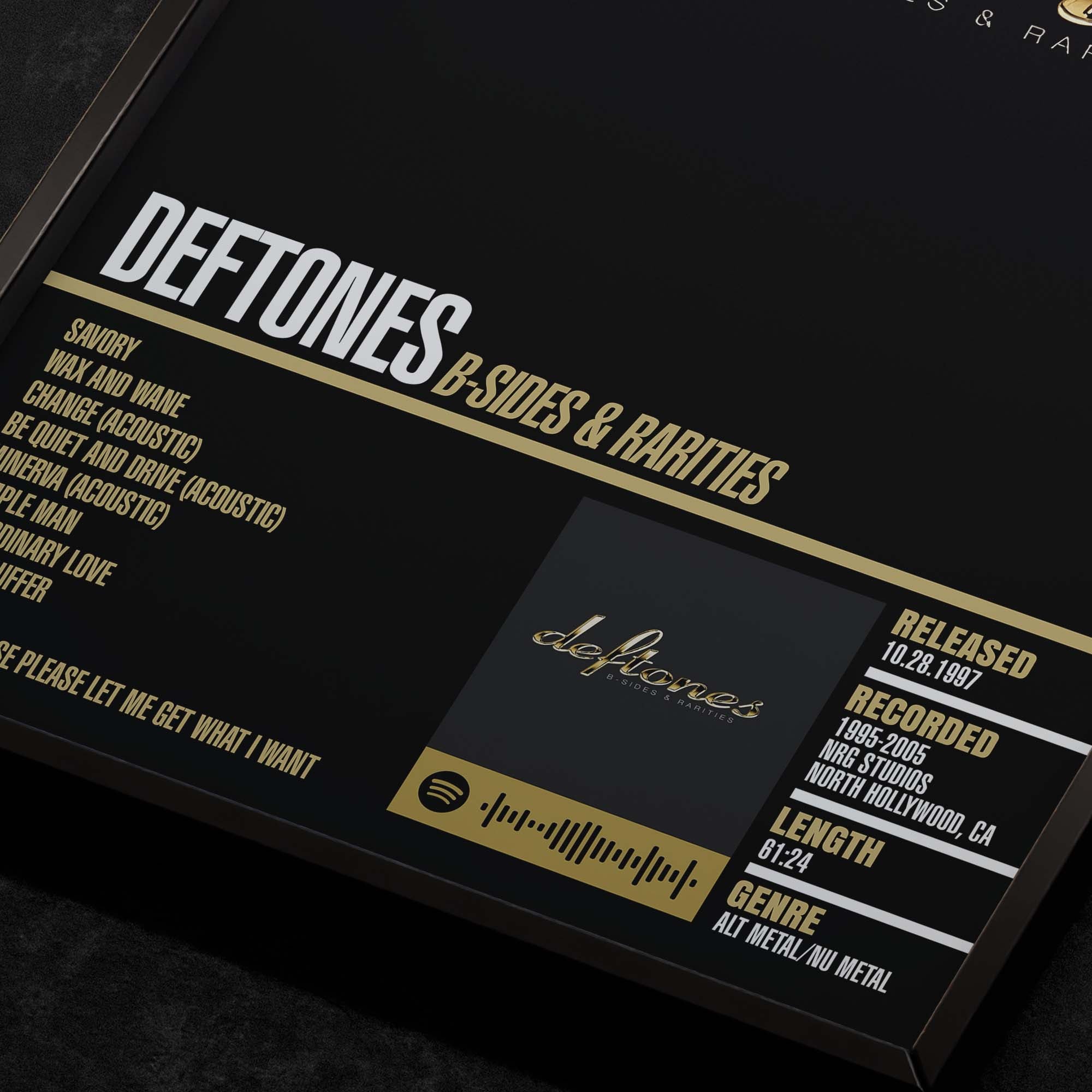 deftones b sides rarities Close up detail of poster typography and track list 
