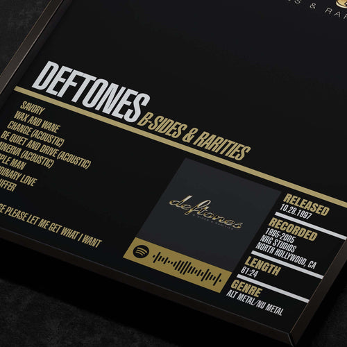 deftones b sides rarities Close up detail of poster typography and track list 
