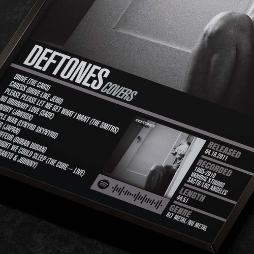 Deftones Covers Close up detail of poster typography and track list 