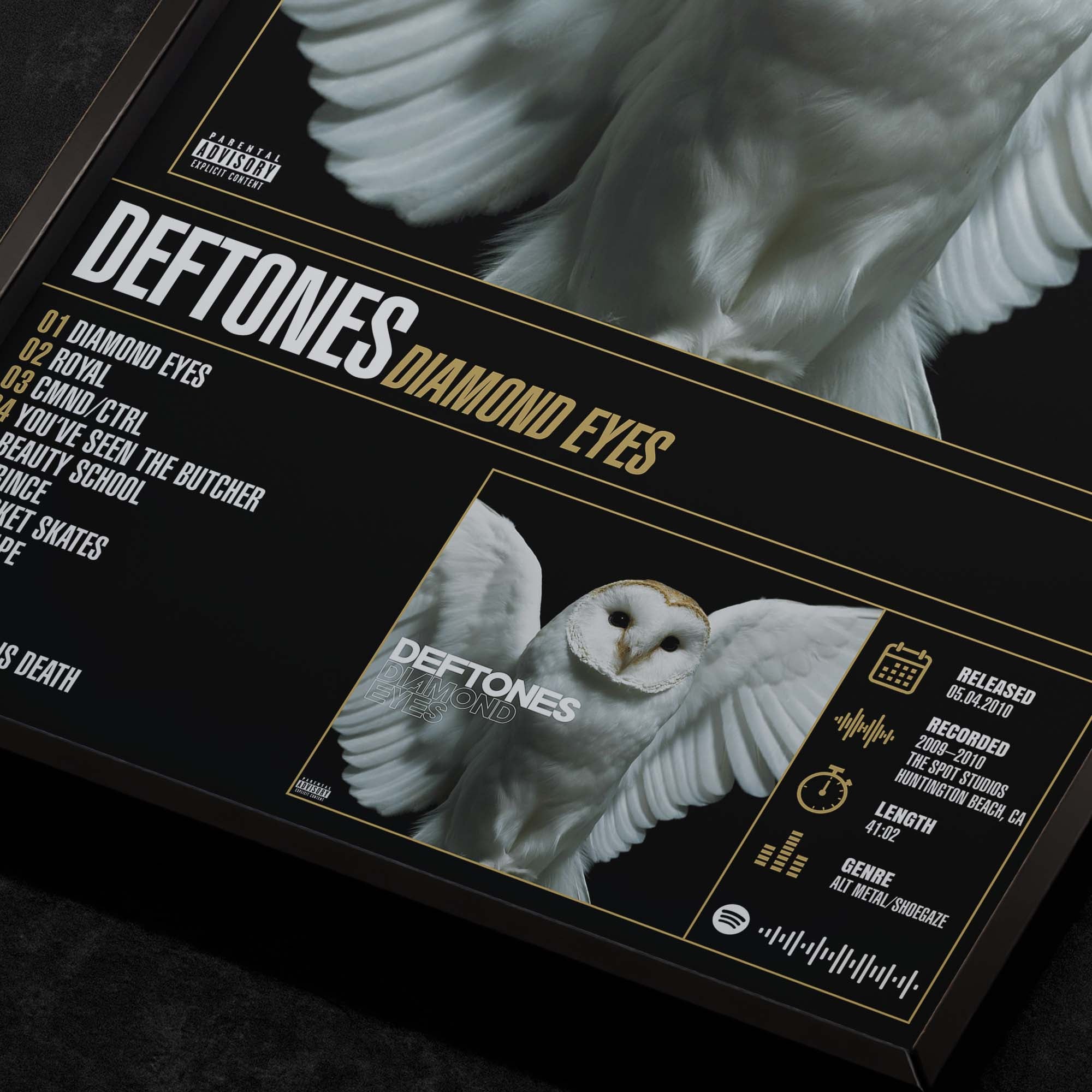 deftones diamond eyes Close up detail of poster typography and track list 
