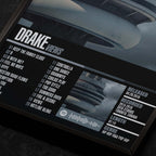 drake views Close up detail of poster typography and track list 