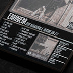 Eminem The Marshall Mathers LP Close up detail of poster typography and track list 