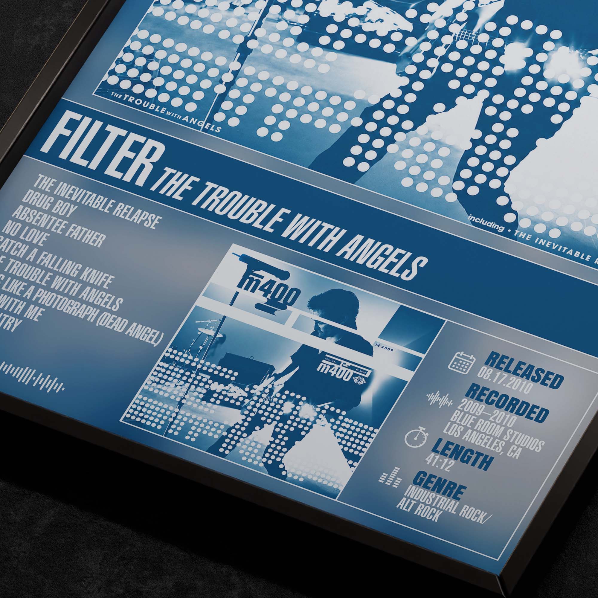 filter-the-trouble-with-angels-Close Up Detail View of Album Tracklist Typography Poster