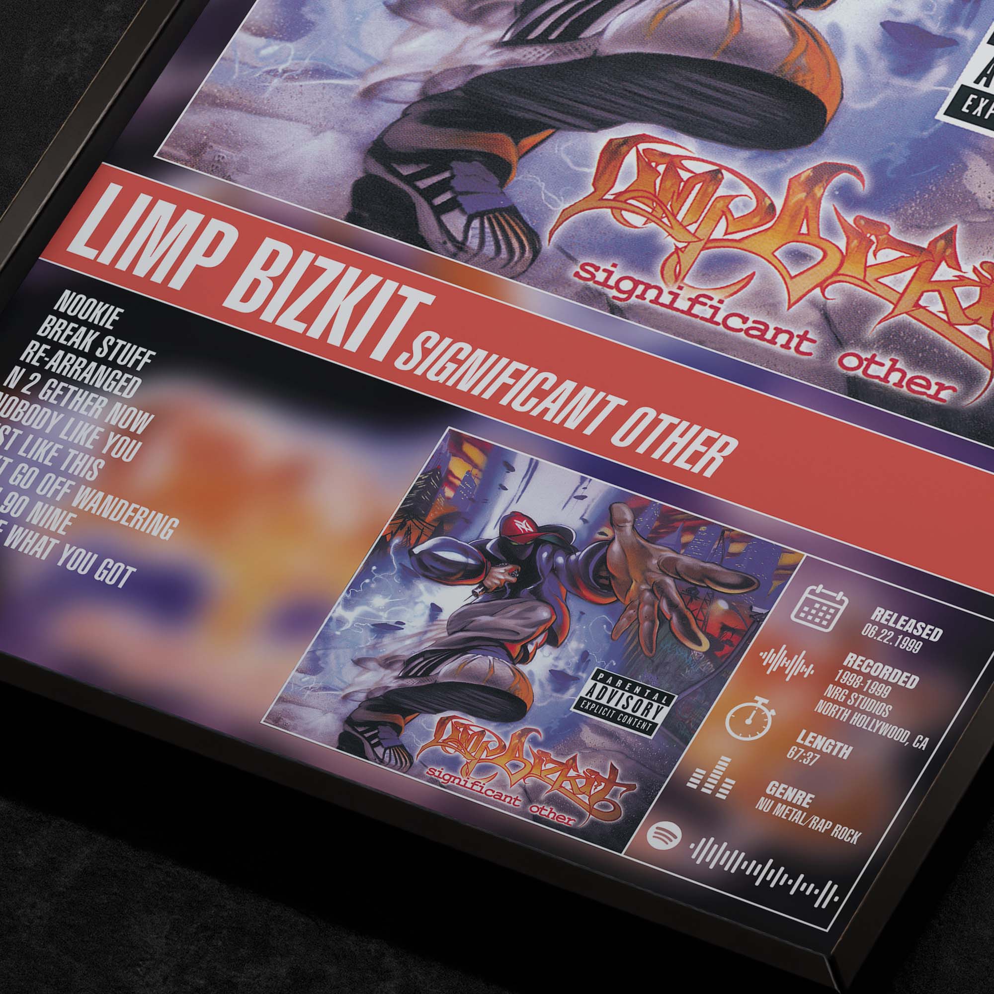 limp bizkit significant other Close up detail of poster typography and track list 