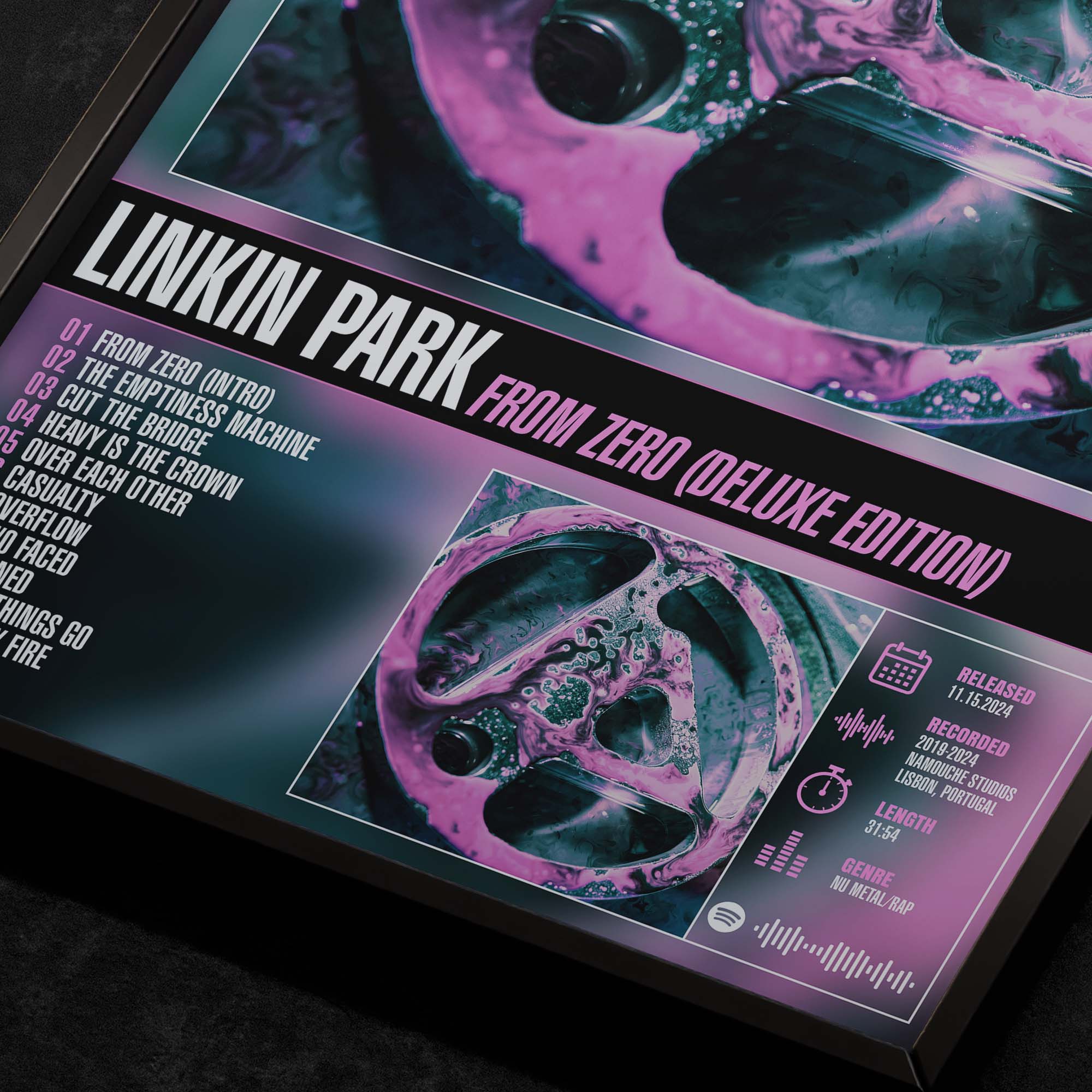 Linkin Park From Zero Close up detail of poster typography and track list 