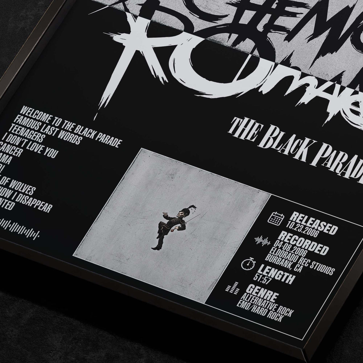 my-chemical-romance-the-black-parade-Close Up Detail View of Album Tracklist Typography Poster