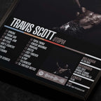 Travis Scott Utopia Close up detail of poster typography and track list 