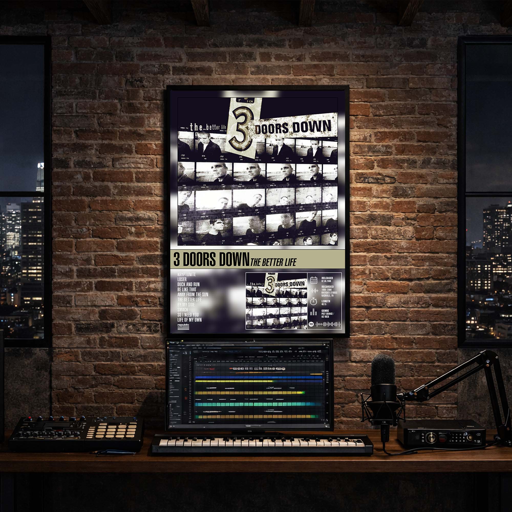 3 Doors Down - The Better Life Album Poster Hanging in Music Studio Room Decor