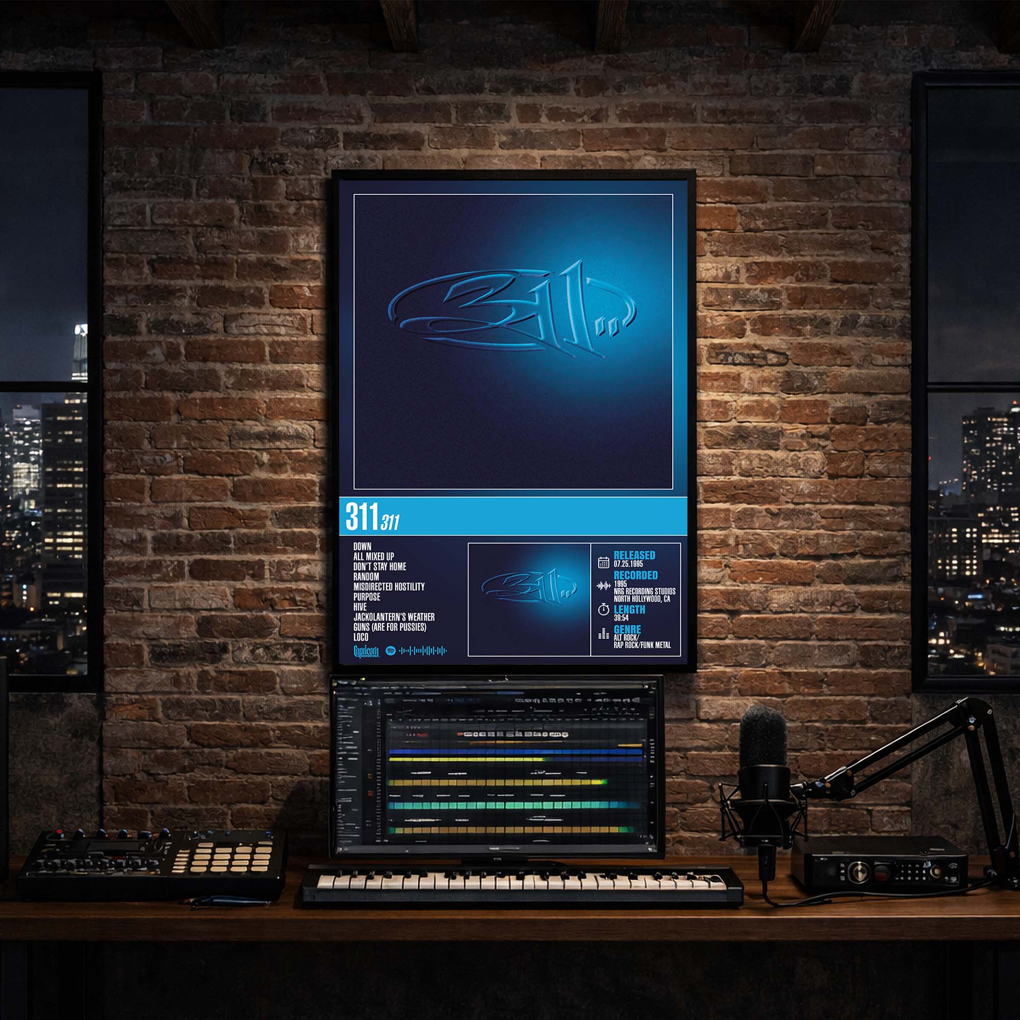 311 - Self-Titled Album Poster Hanging in Music Studio Room Decor
