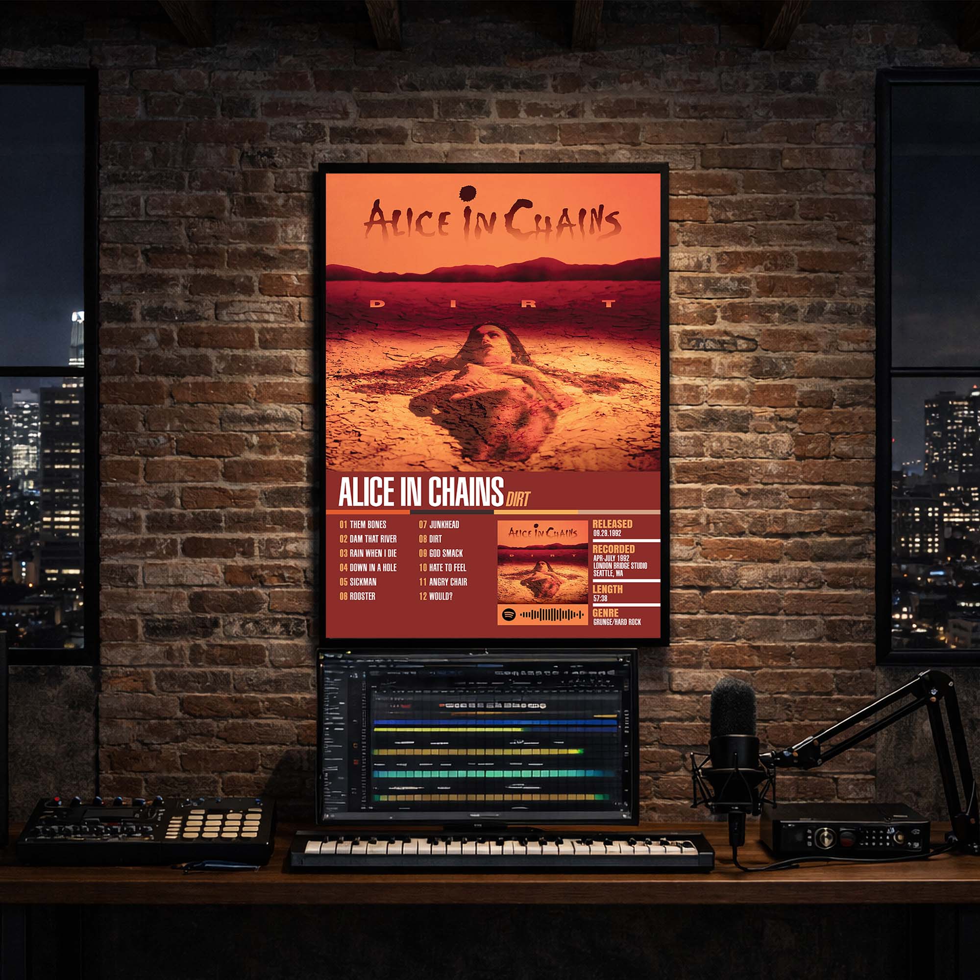 Alice in Chains - Dirt Album Poster Hanging in Music Studio Room Decor