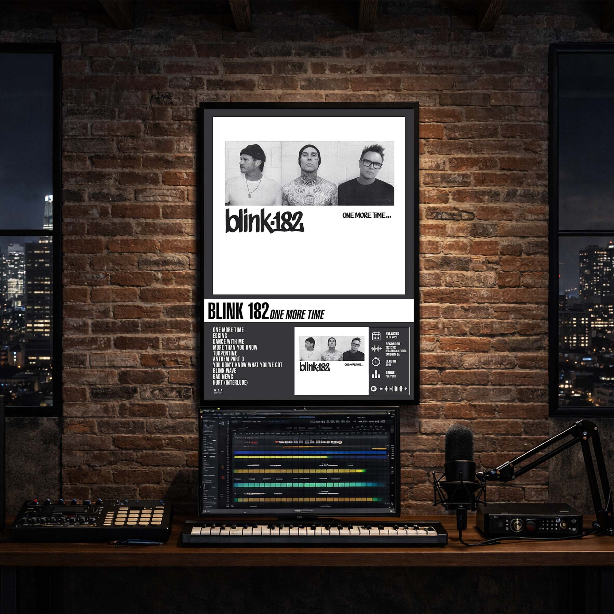 Blink-182 - One More Time Album Poster Hanging in Music Studio Room Decor