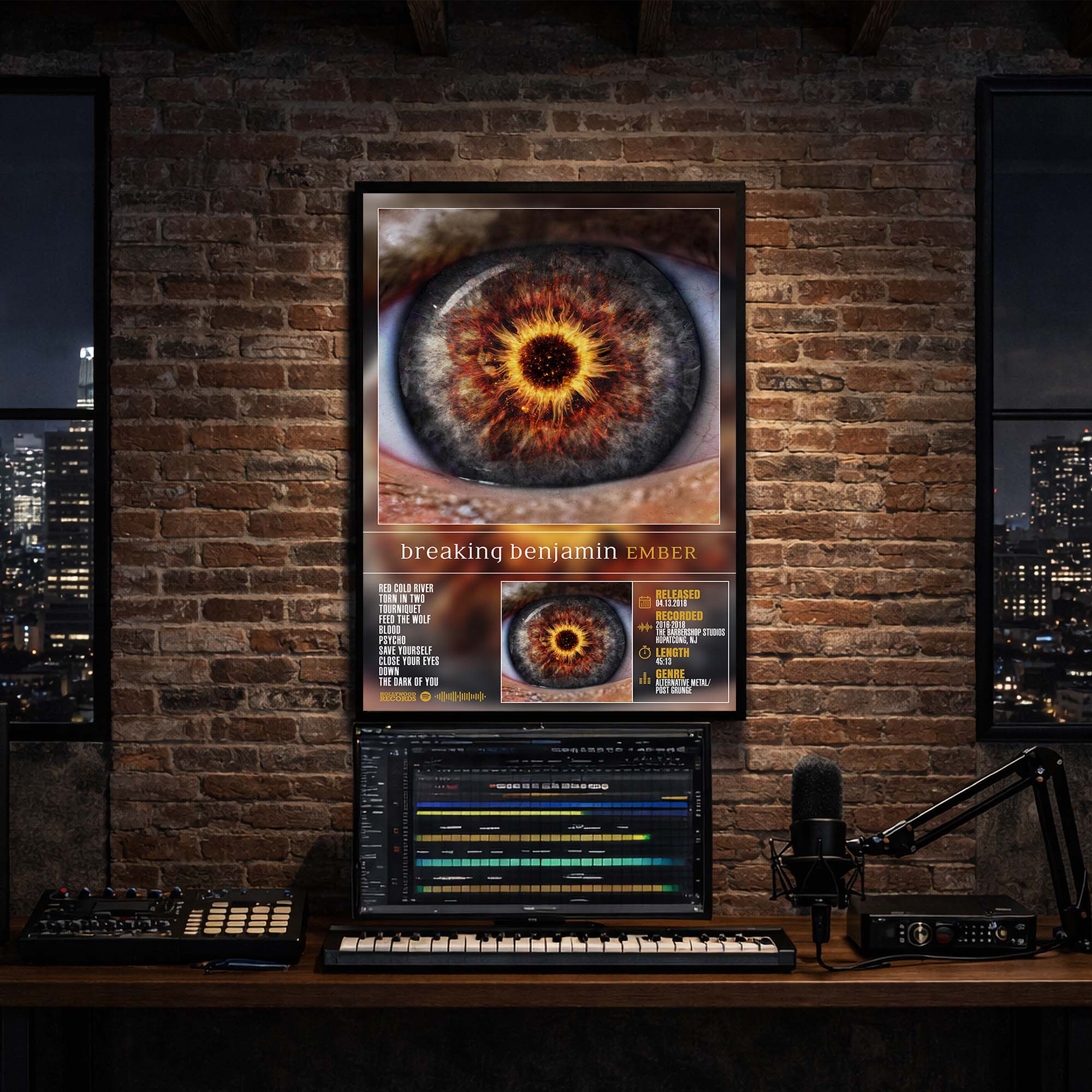 Breaking Benjamin - Ember Album Poster Hanging in Music Studio Room Decor