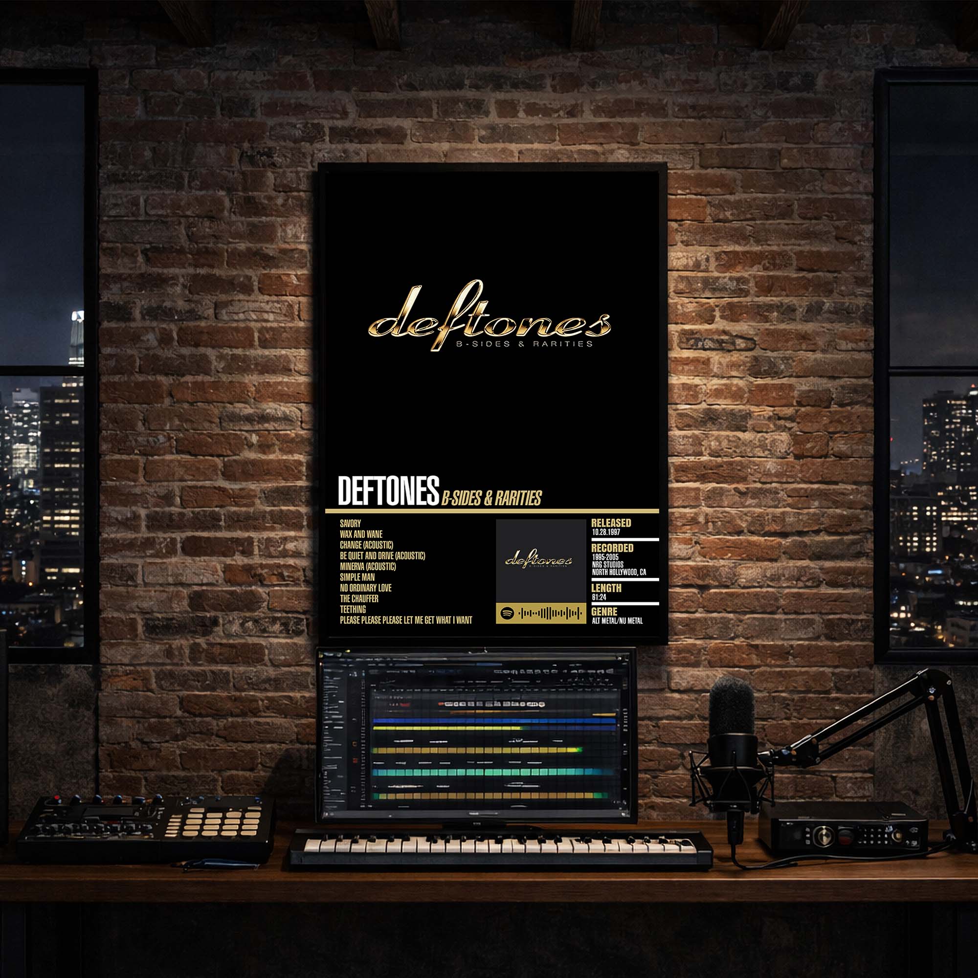 Deftones - B-Sides & Rarities Album Poster Hanging in Music Studio Room Decor