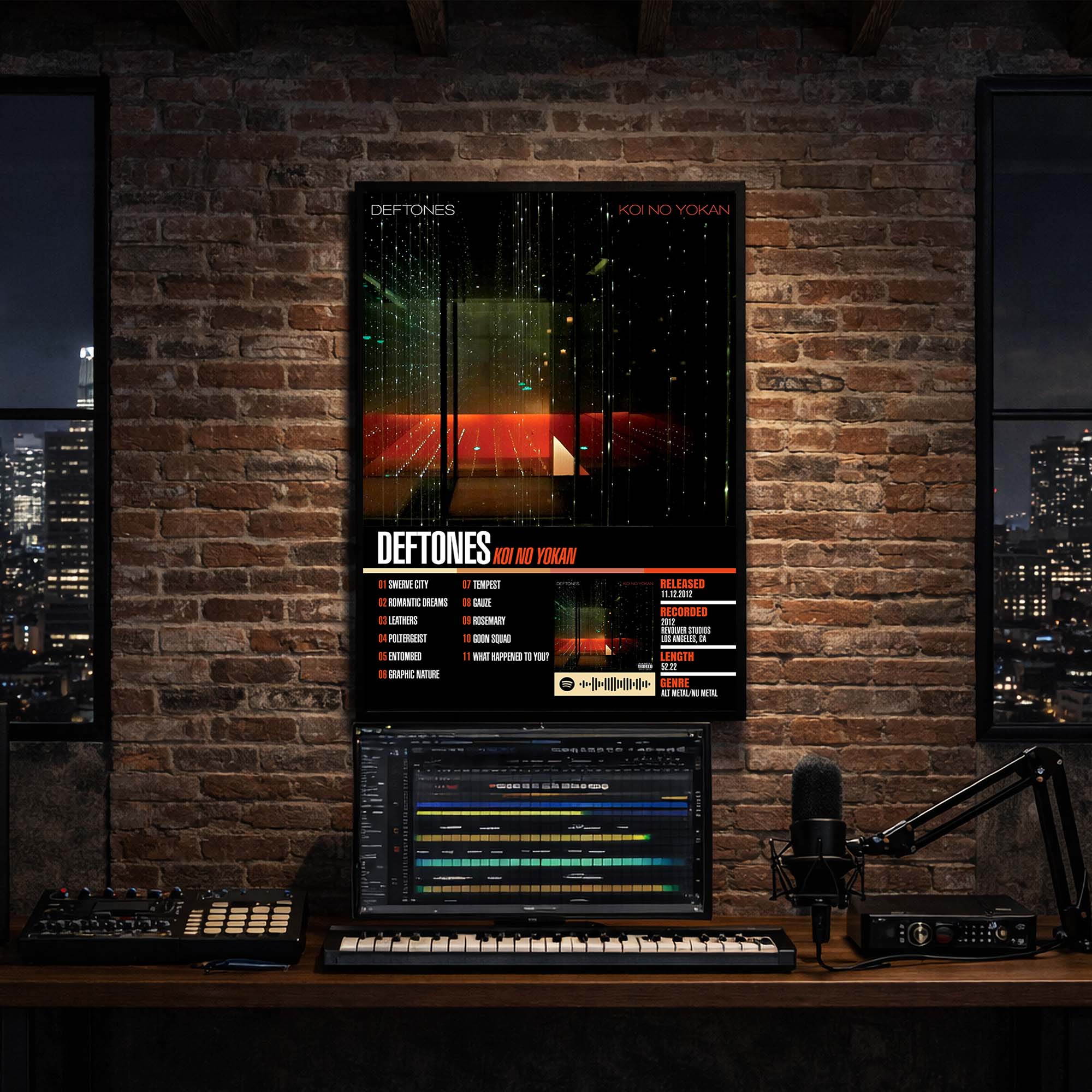 Deftones - Koi No Yokan Album Poster Hanging in Music Studio Room Decor