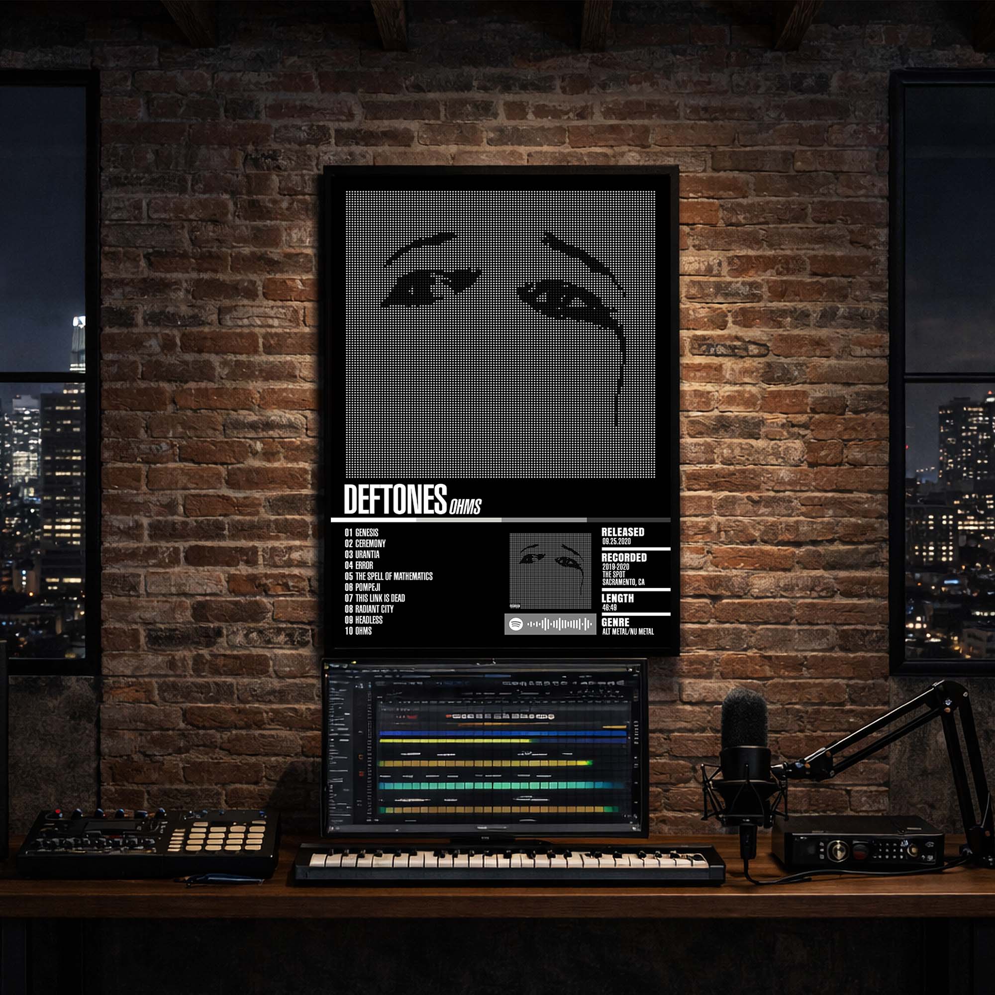 Deftones - Ohms Album Poster Hanging in Music Studio Room Decor