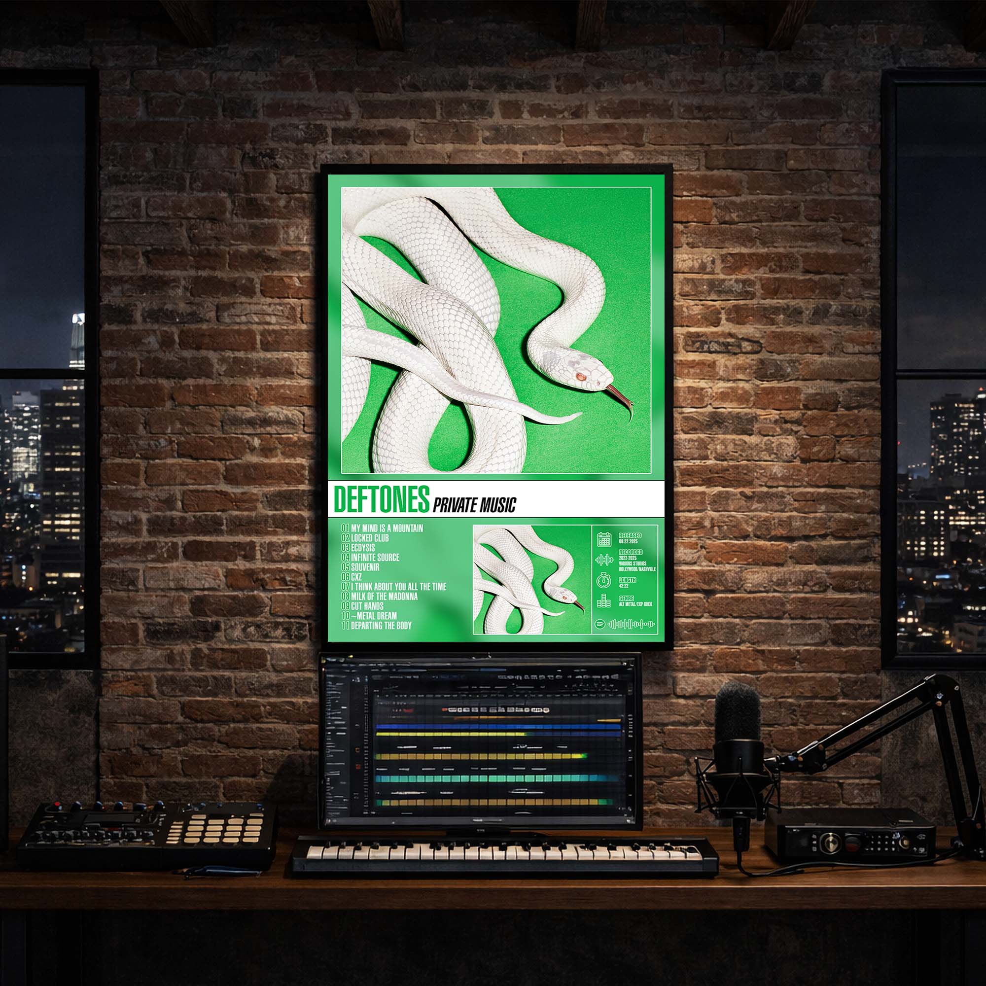 Deftones - Private Music Album Poster Hanging in Music Studio Room Decor
