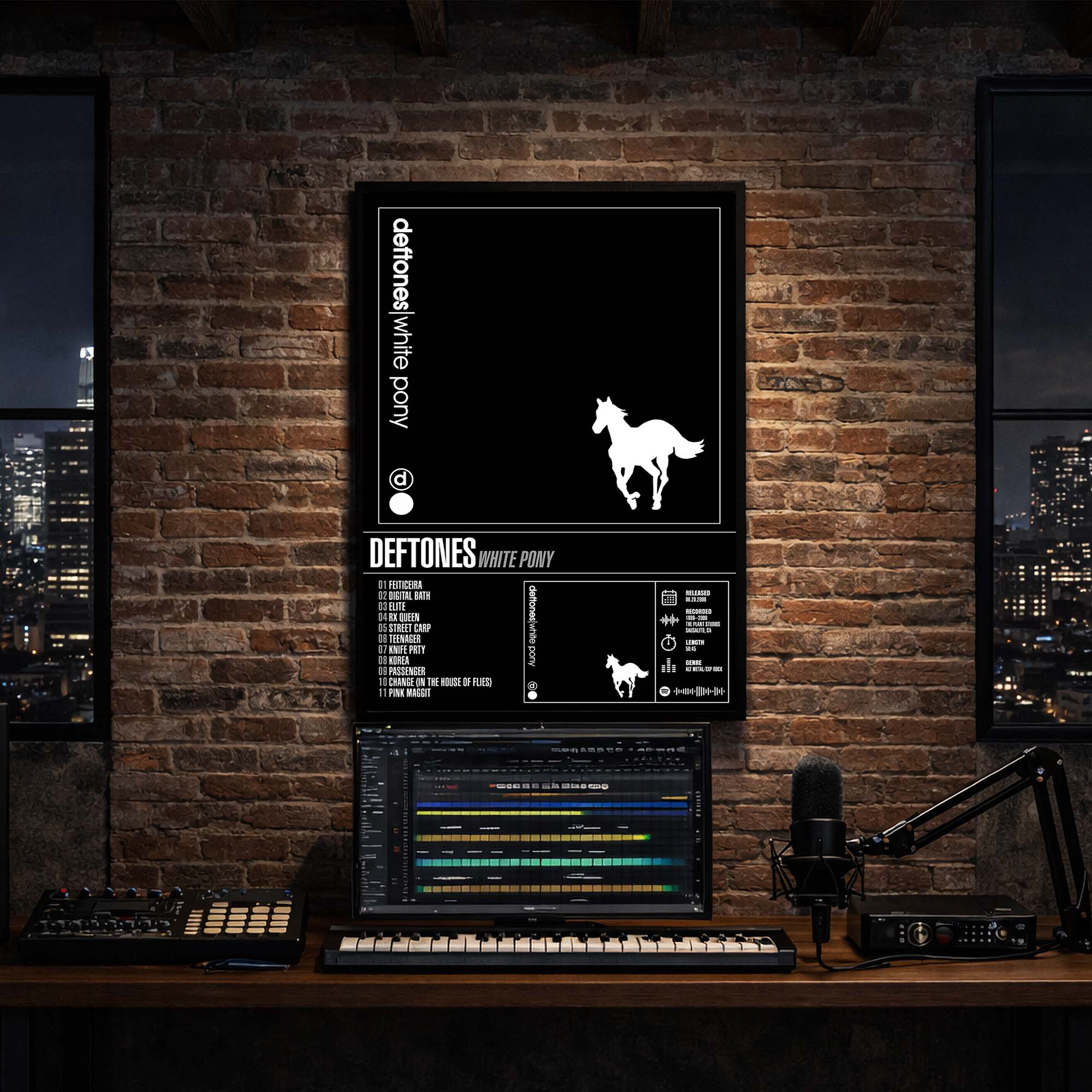 Deftones - White Pony Album Poster Hanging in Music Studio Room Decor