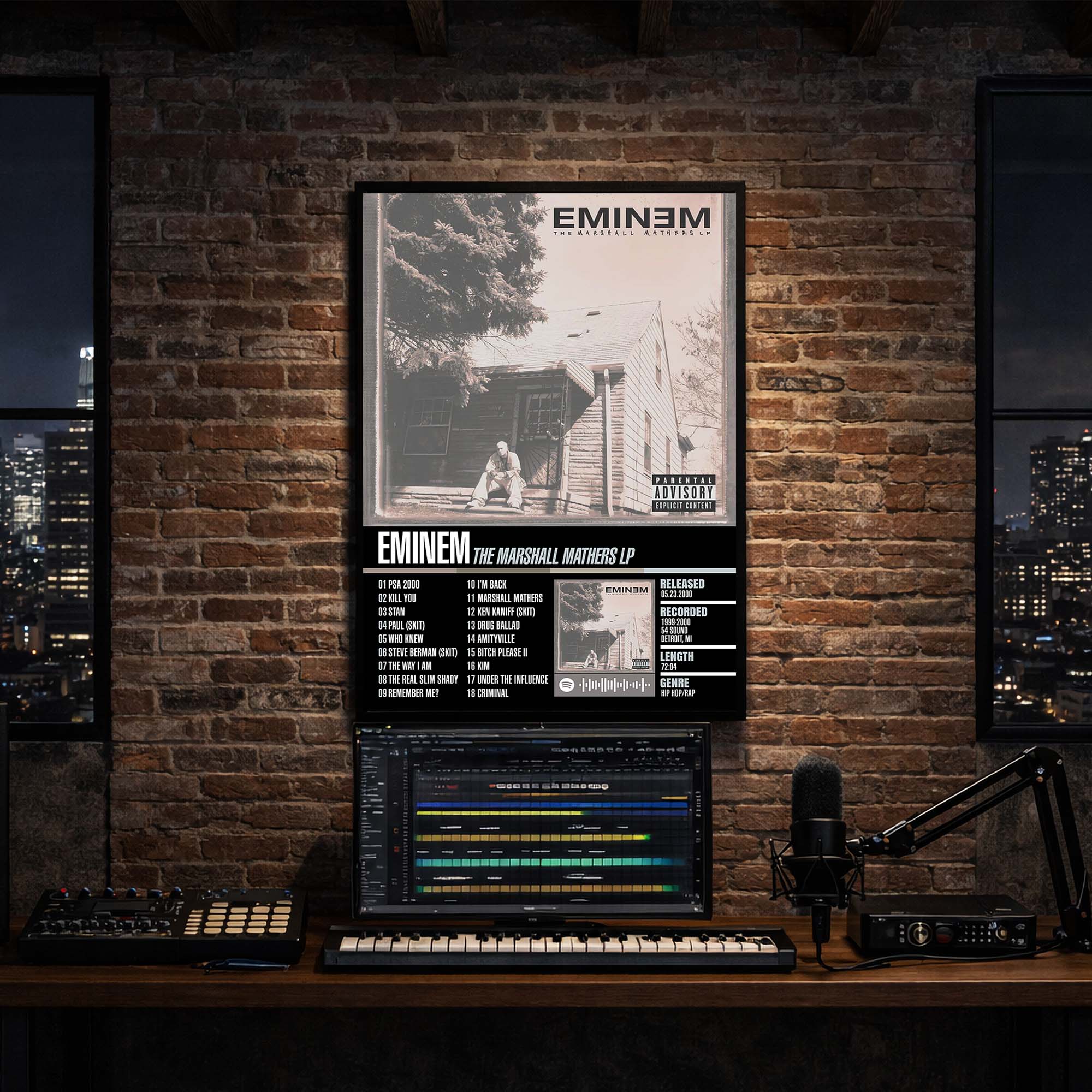 Eminem - Marshall Mathers LP Album Poster Hanging in Music Studio Room Decor