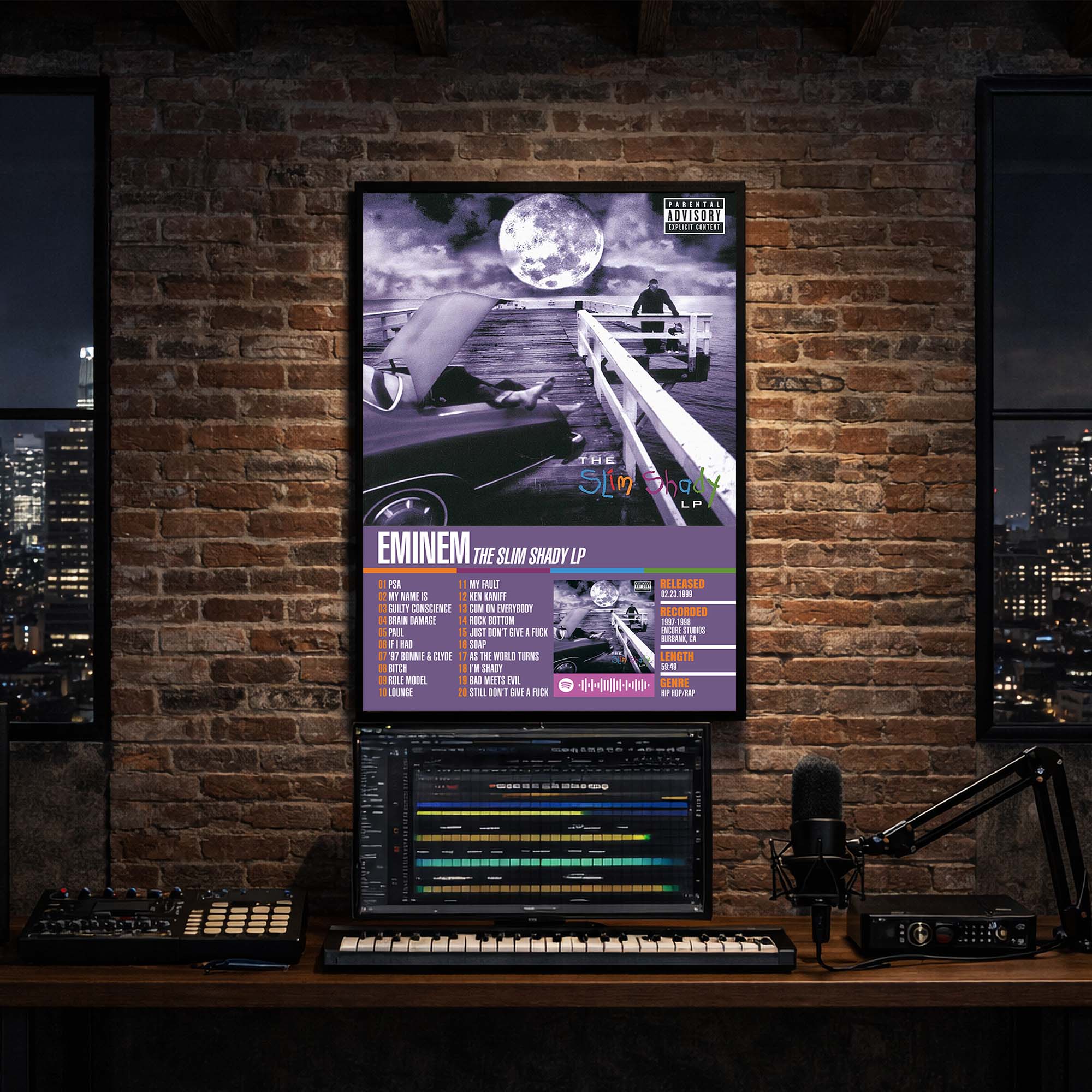 Eminem - Slim Shady LP Album Poster Hanging in Music Studio Room Decor