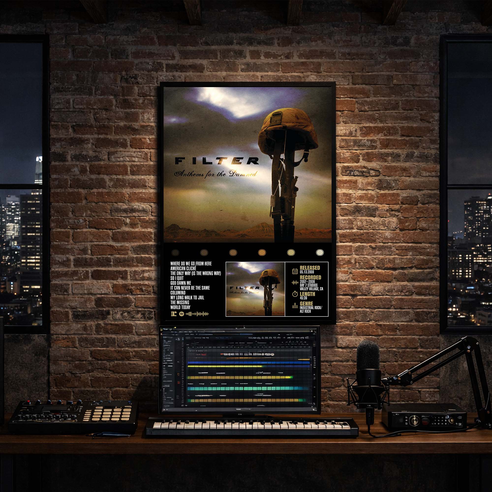 Filter - Anthems for the Damned Album Poster Hanging in Music Studio Room Decor