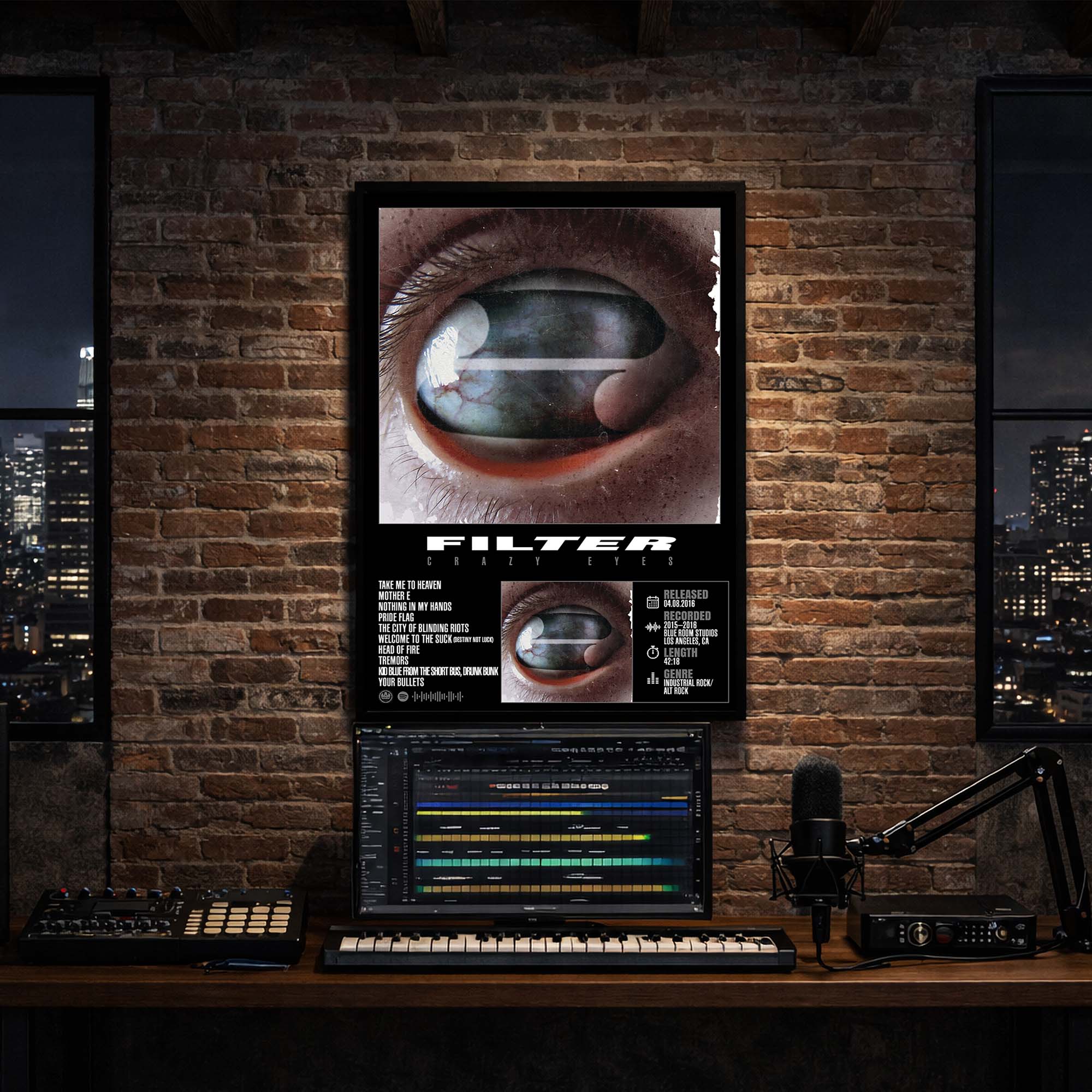 Filter Eyes - Crazy Eyes Album Poster Hanging in Music Studio Room Decor