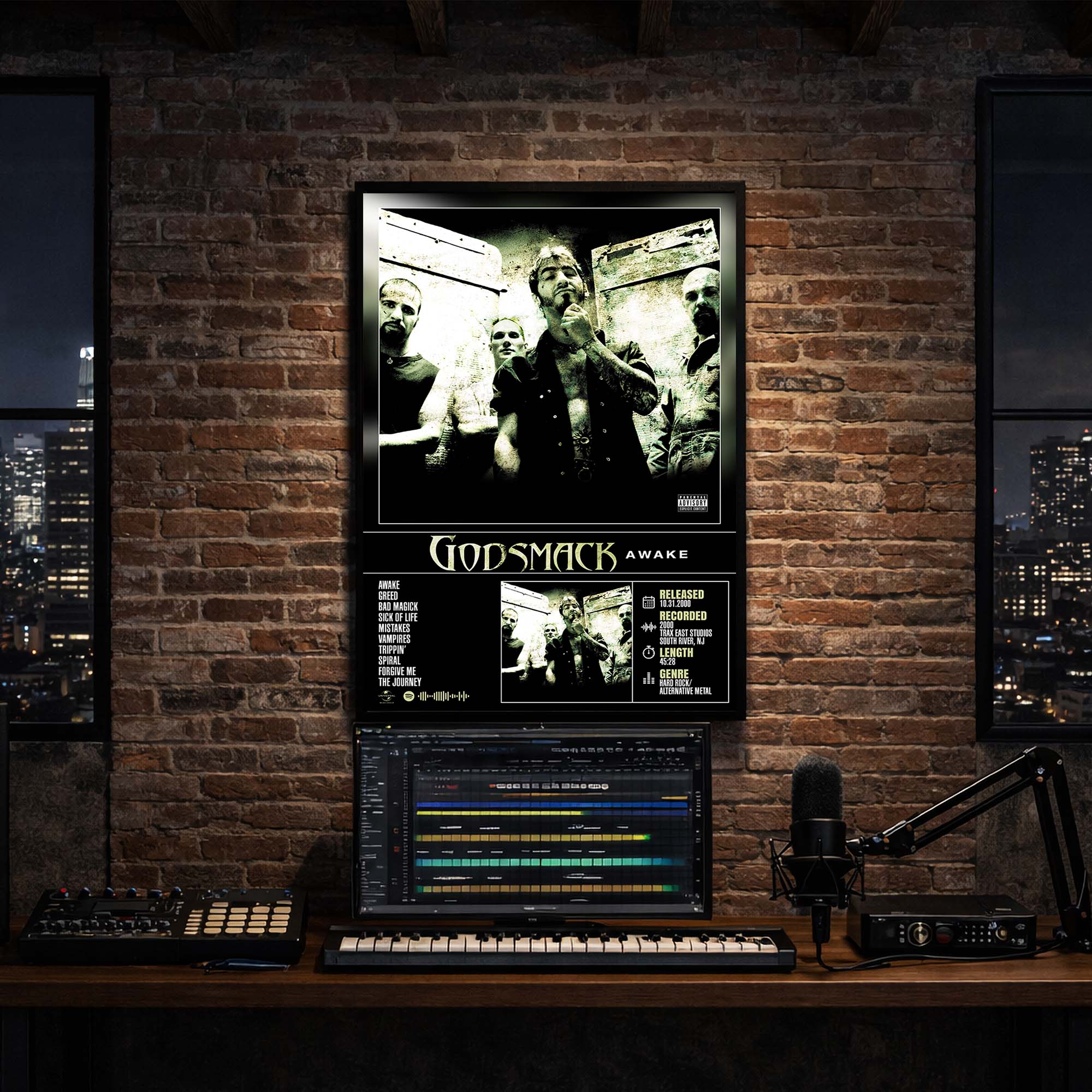 Godsmack - Awake Album Poster Hanging in Music Studio Room Decor