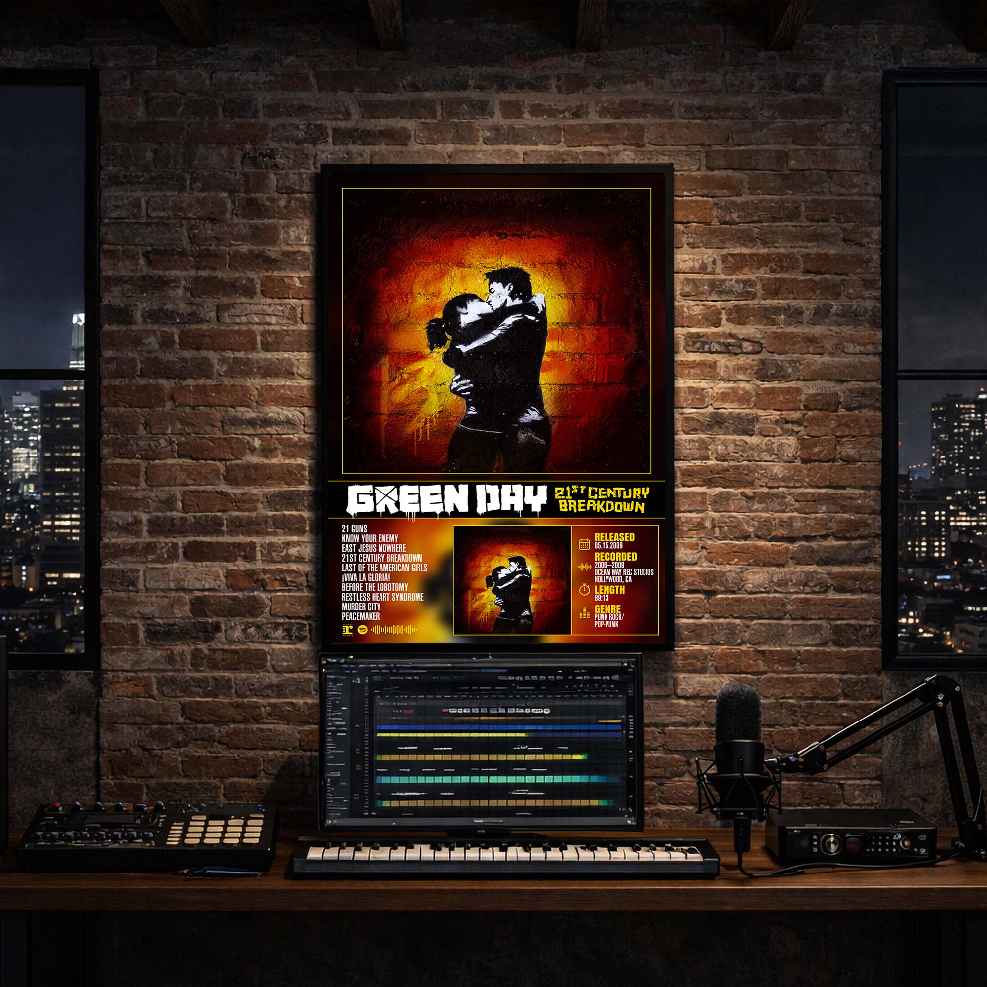 Green Day - 21st Century Breakdown Album Poster Hanging in Music Studio Room Decor