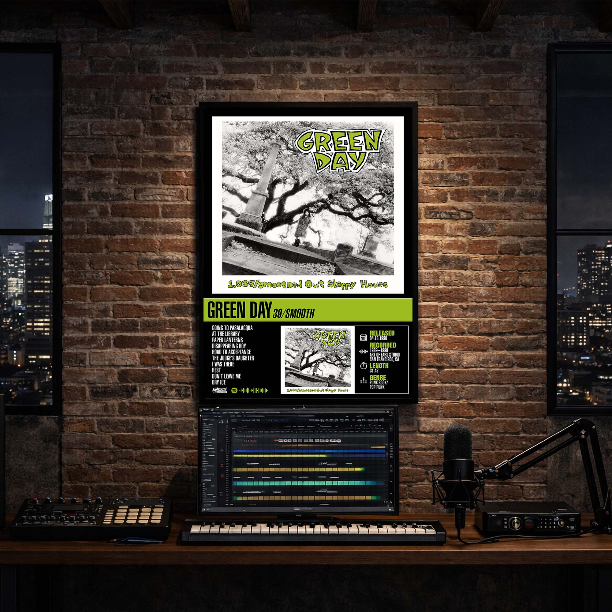 Green Day - 39/Smooth Album Poster Hanging in Music Studio Room Decor