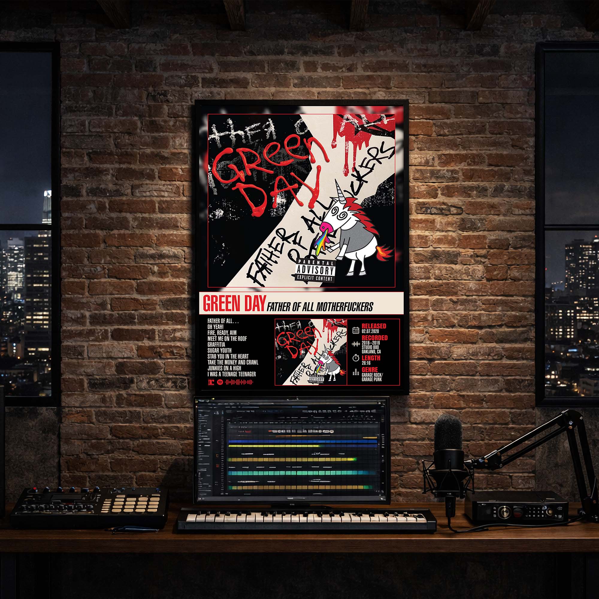Green Day - Father of All Motherfuckers Album Poster Hanging in Music Studio Room Decor