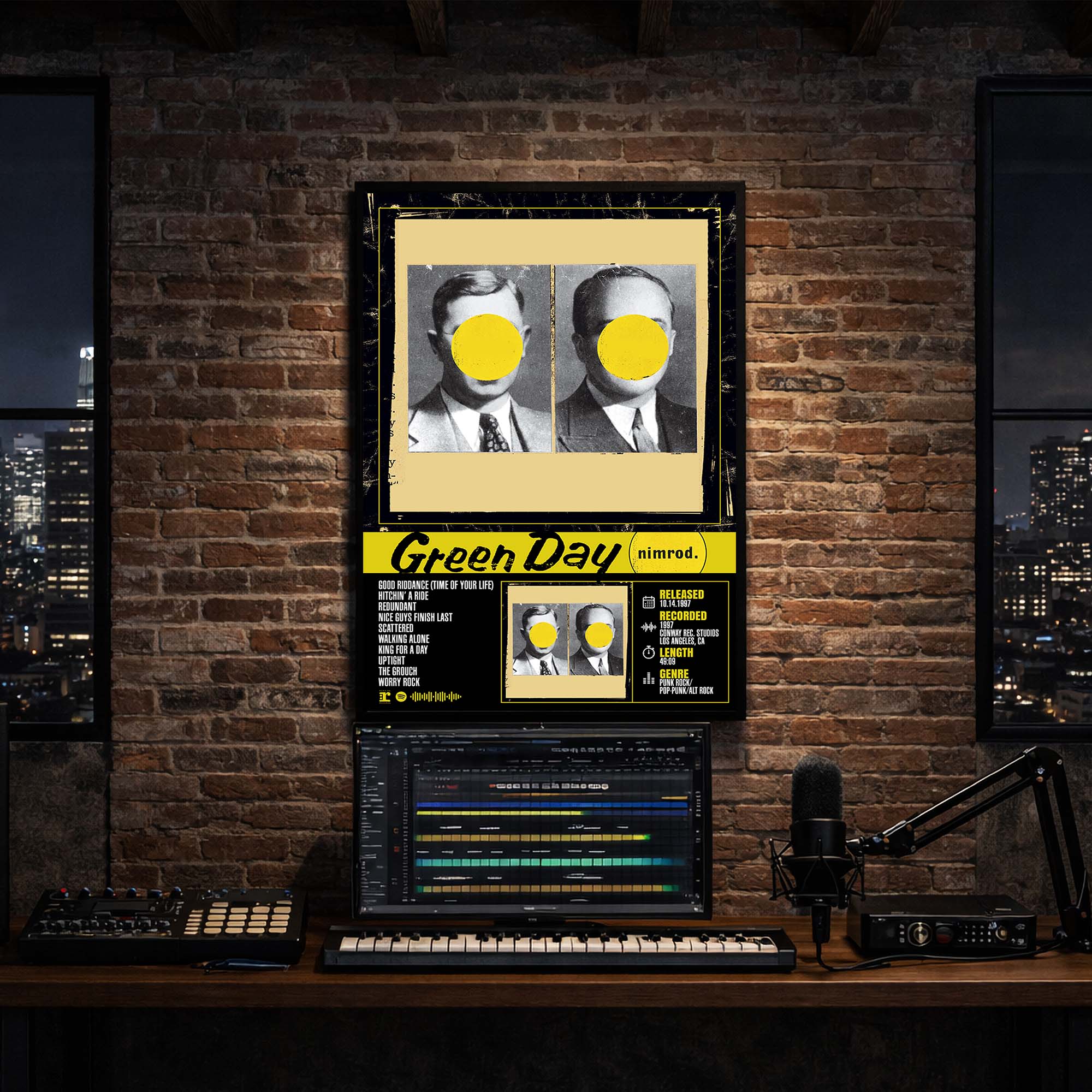Green Day - Nimrod Album Poster Hanging in Music Studio Room Decor