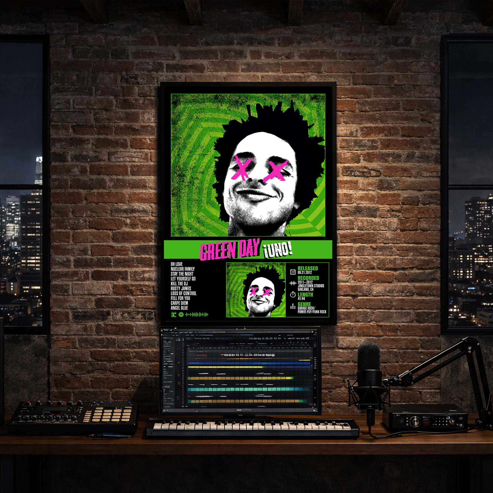 Green Day - Uno Album Poster Hanging in Music Studio Room Decor