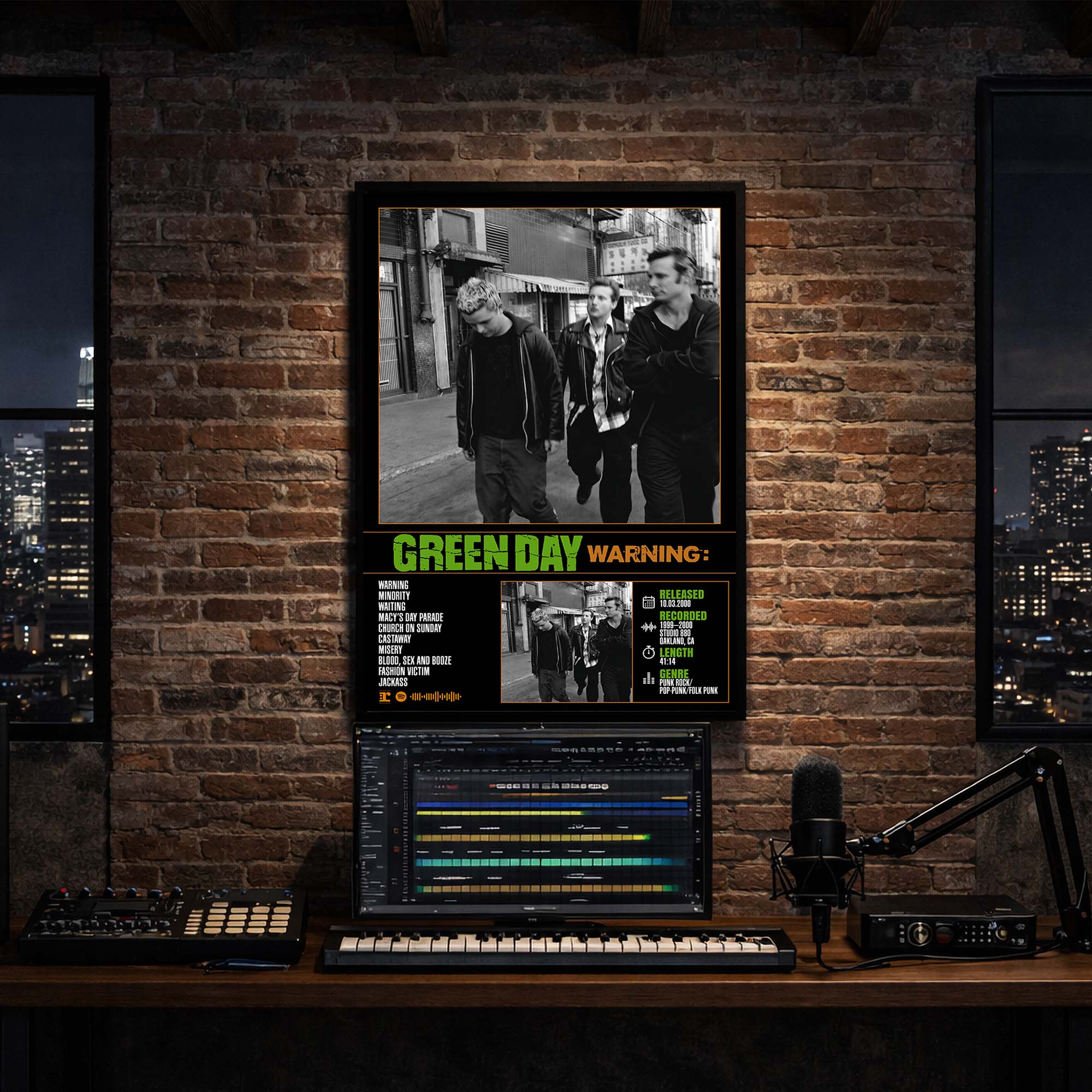 Green Day - Warning Album Poster Hanging in Music Studio Room Decor
