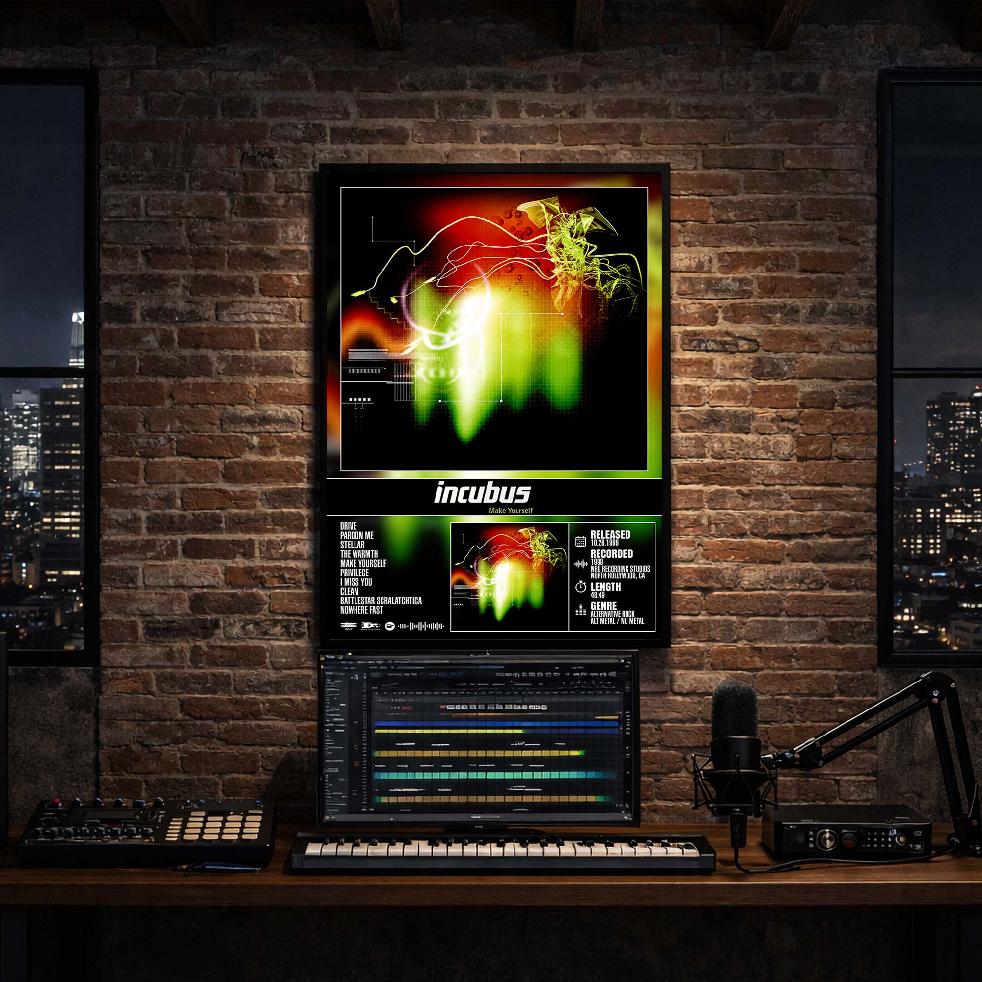 Incubus - Make Yourself Album Poster Hanging in Music Studio Room Decor 