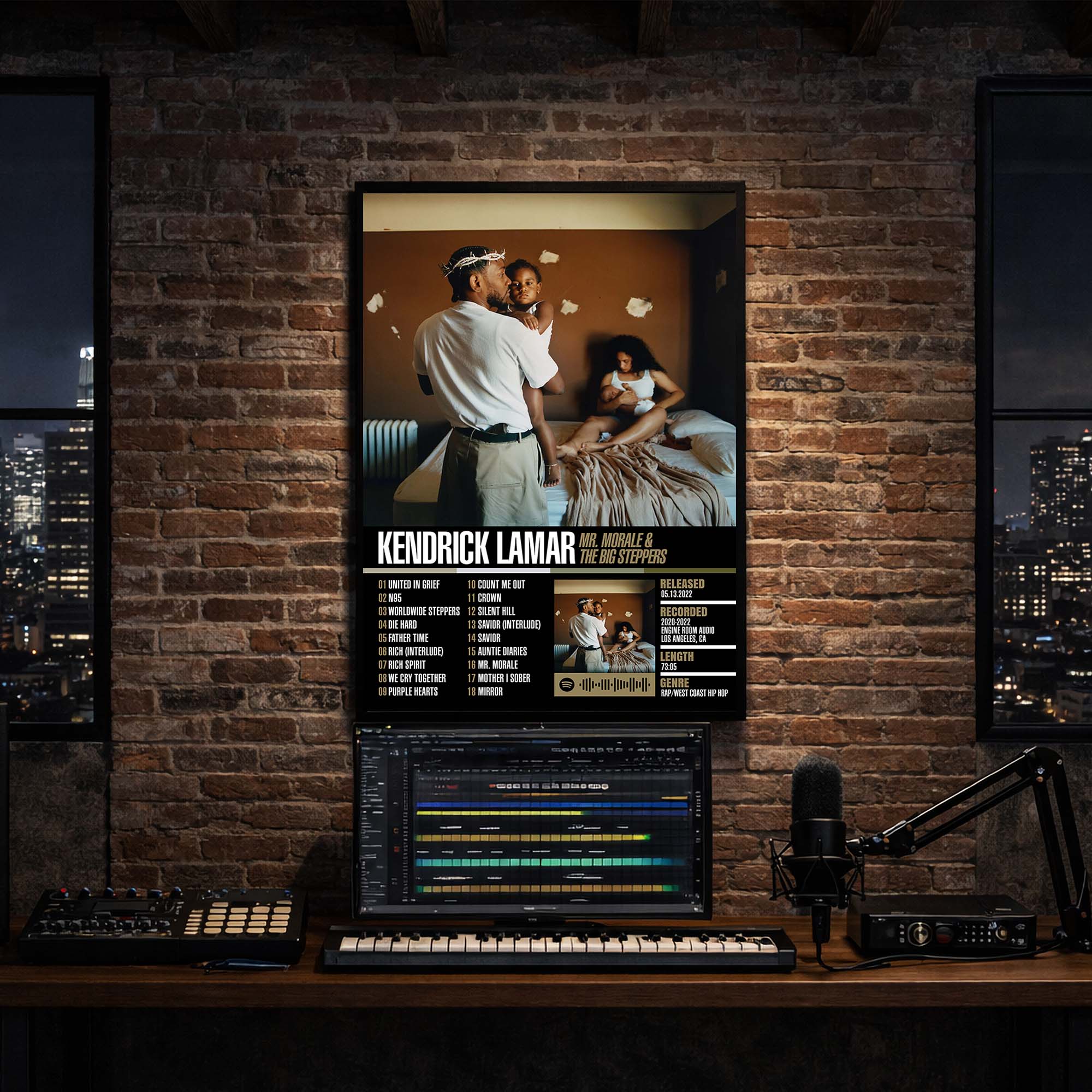 Kendrick Lamar - Mr Morale & The Big Steppers Album Poster Hanging in Music Studio Room Decor