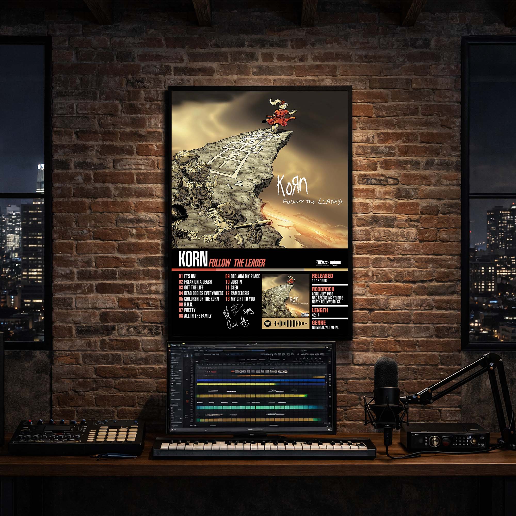 Korn - Follow the Leader Album Poster Hanging in Music Studio Room Decor

