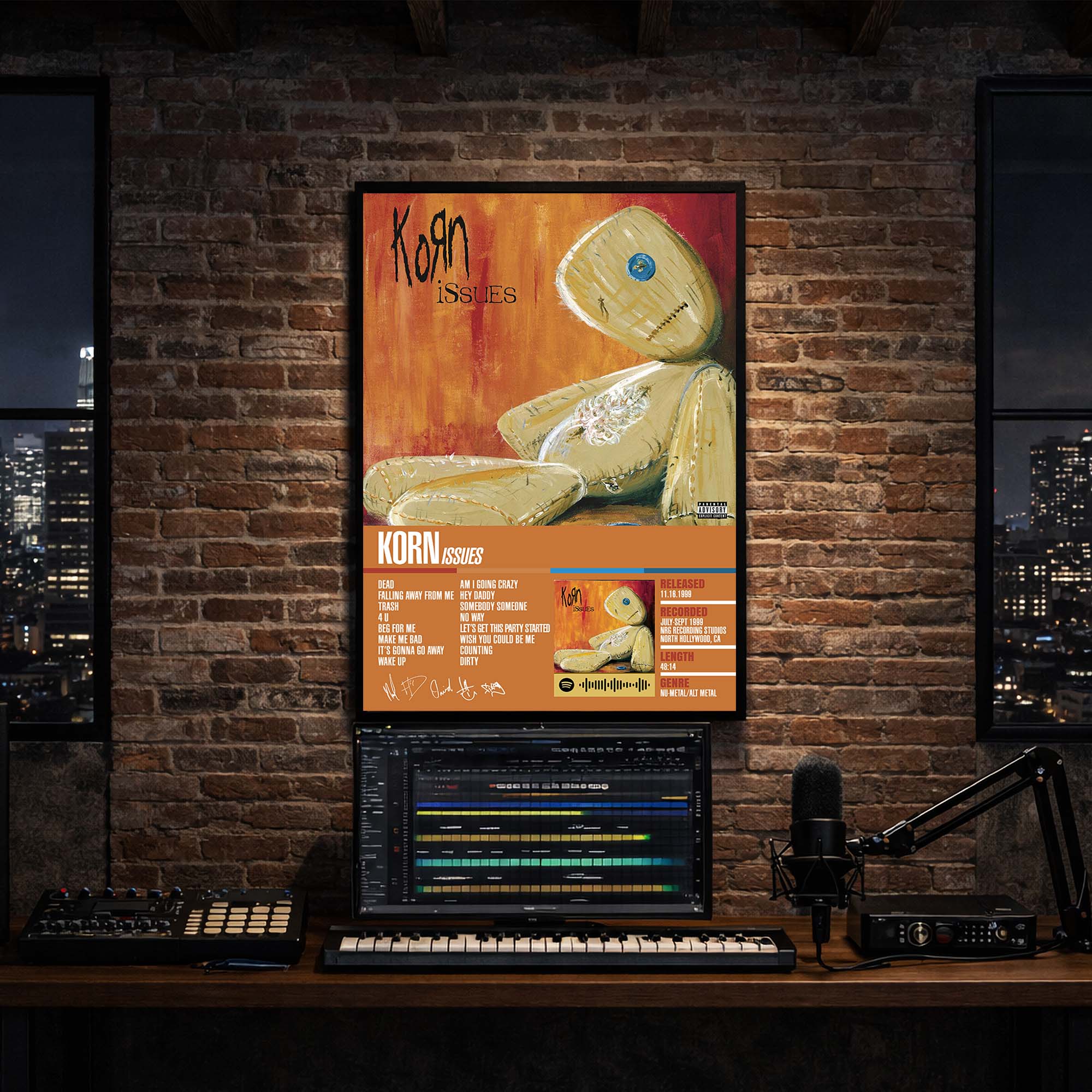 Korn - Issues Album Poster Hanging in Music Studio Room Decor