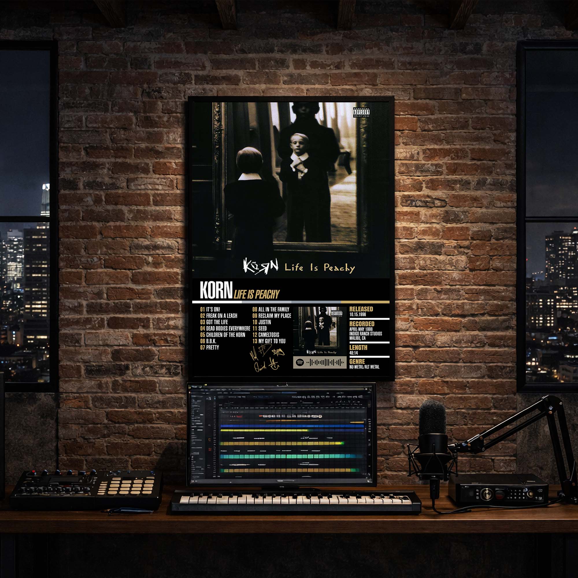 Korn - Life Is Peachy Album Poster Hanging in Music Studio Room Decor
