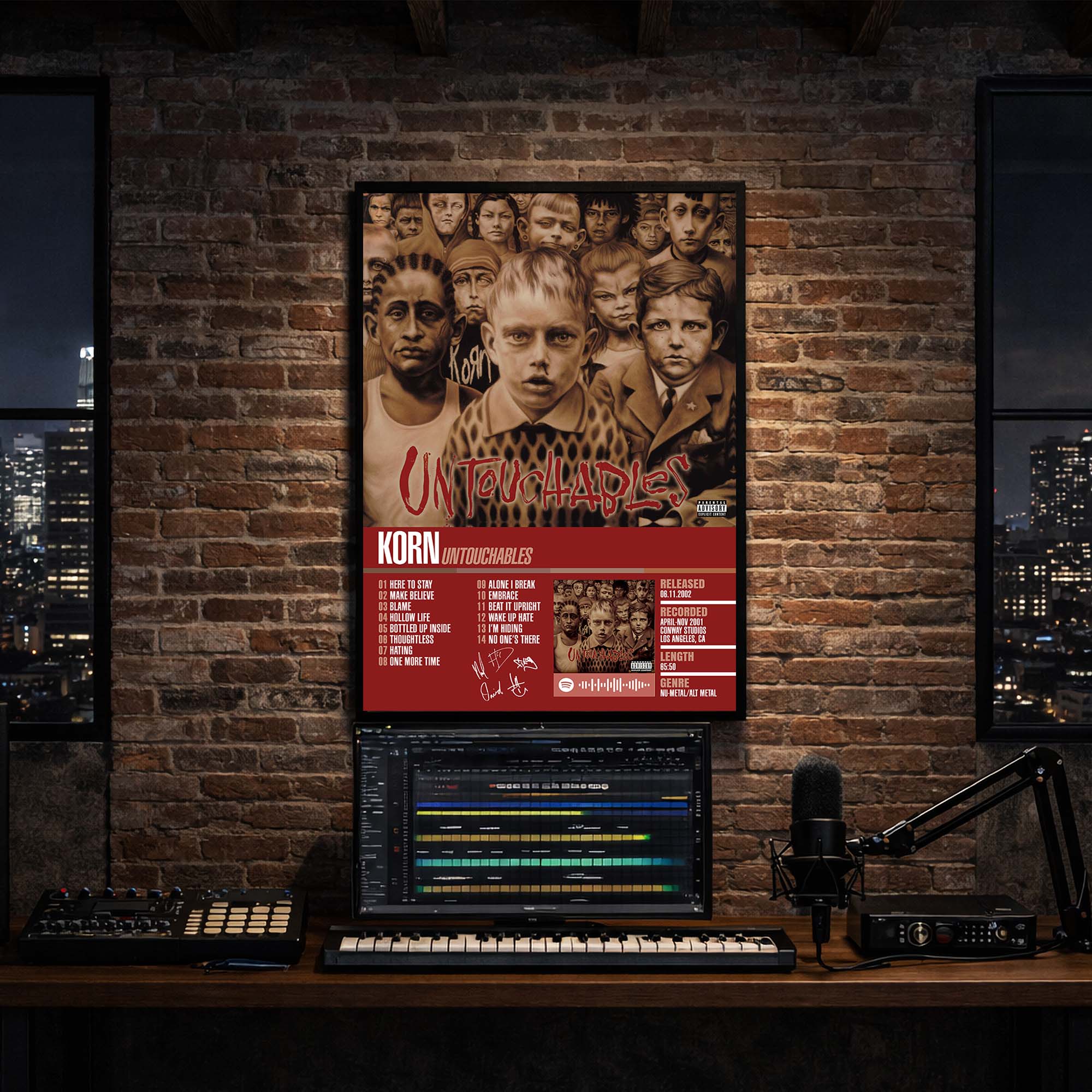 Korn - Untouchables Album Poster Hanging in Music Studio Room Decor