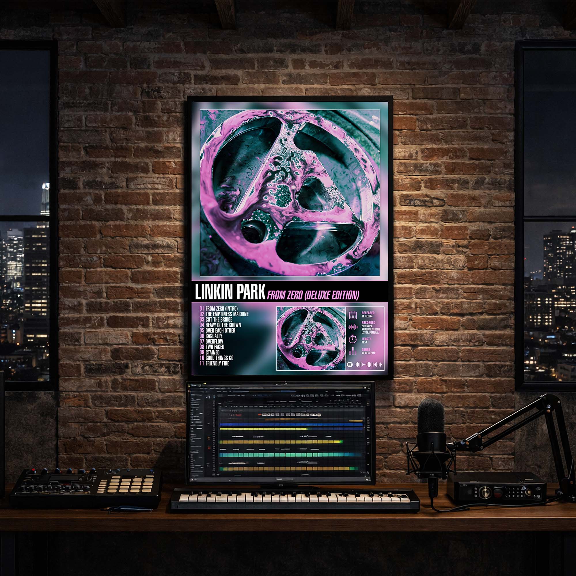 Linkin Park - From Zero Deluxe Edition Album Poster Hanging in Music Studio Room Decor