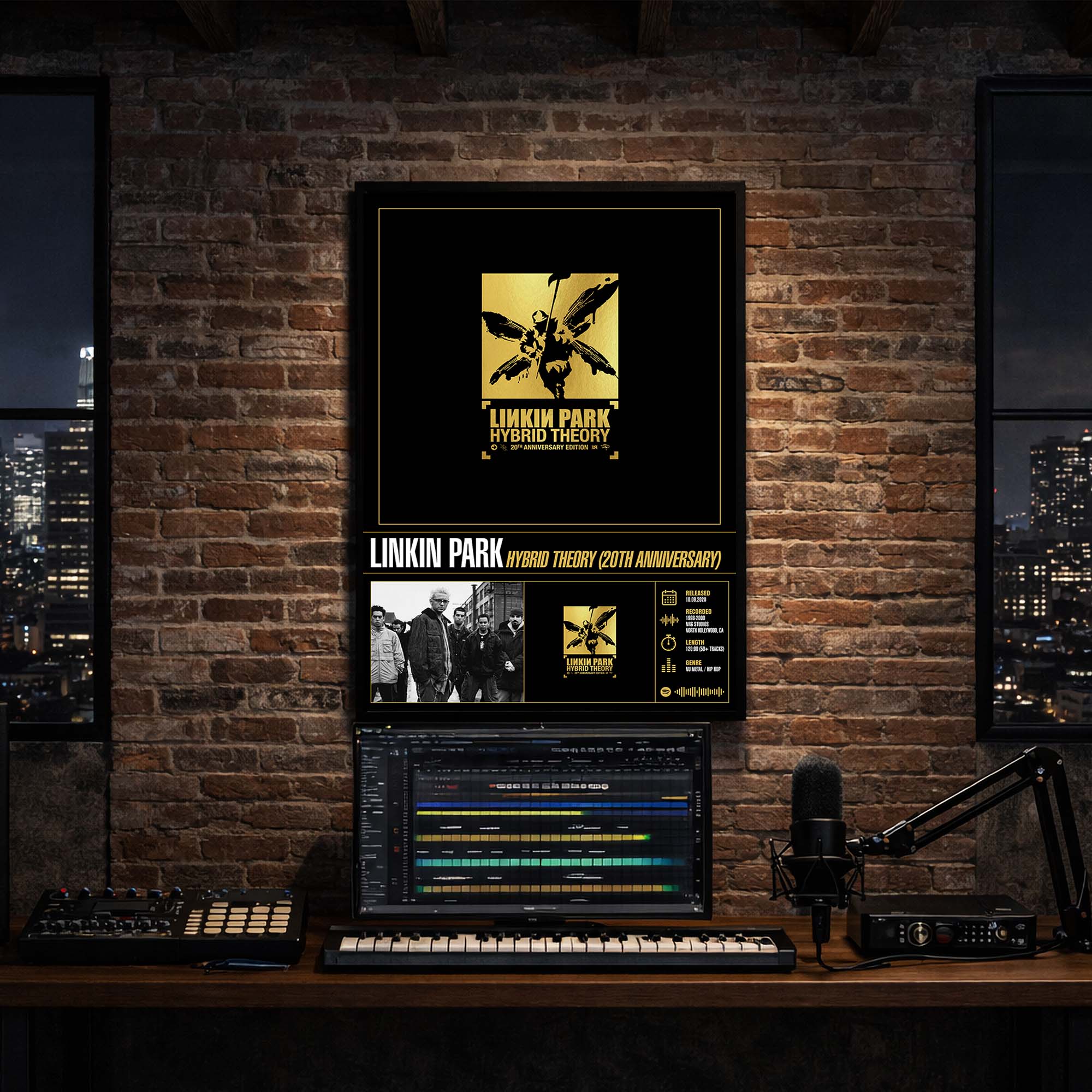 Linkin Park - Hybrid Theory 20th Anniversary Album Poster Hanging in Music Studio Room Decor