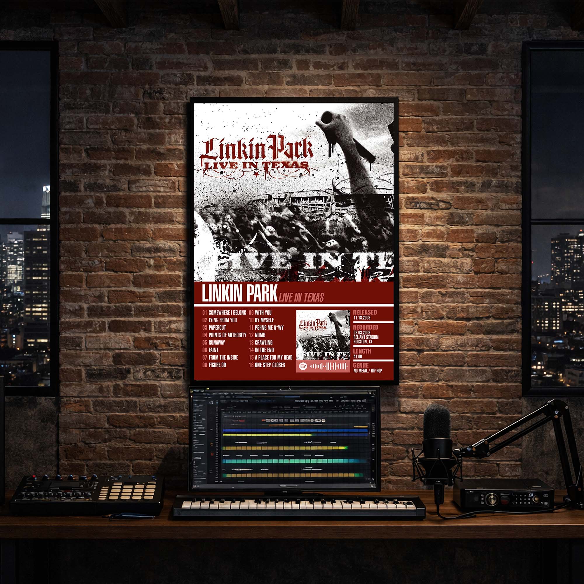 Linkin Park - Live in Texas Album Poster Hanging in Music Studio Room Decor