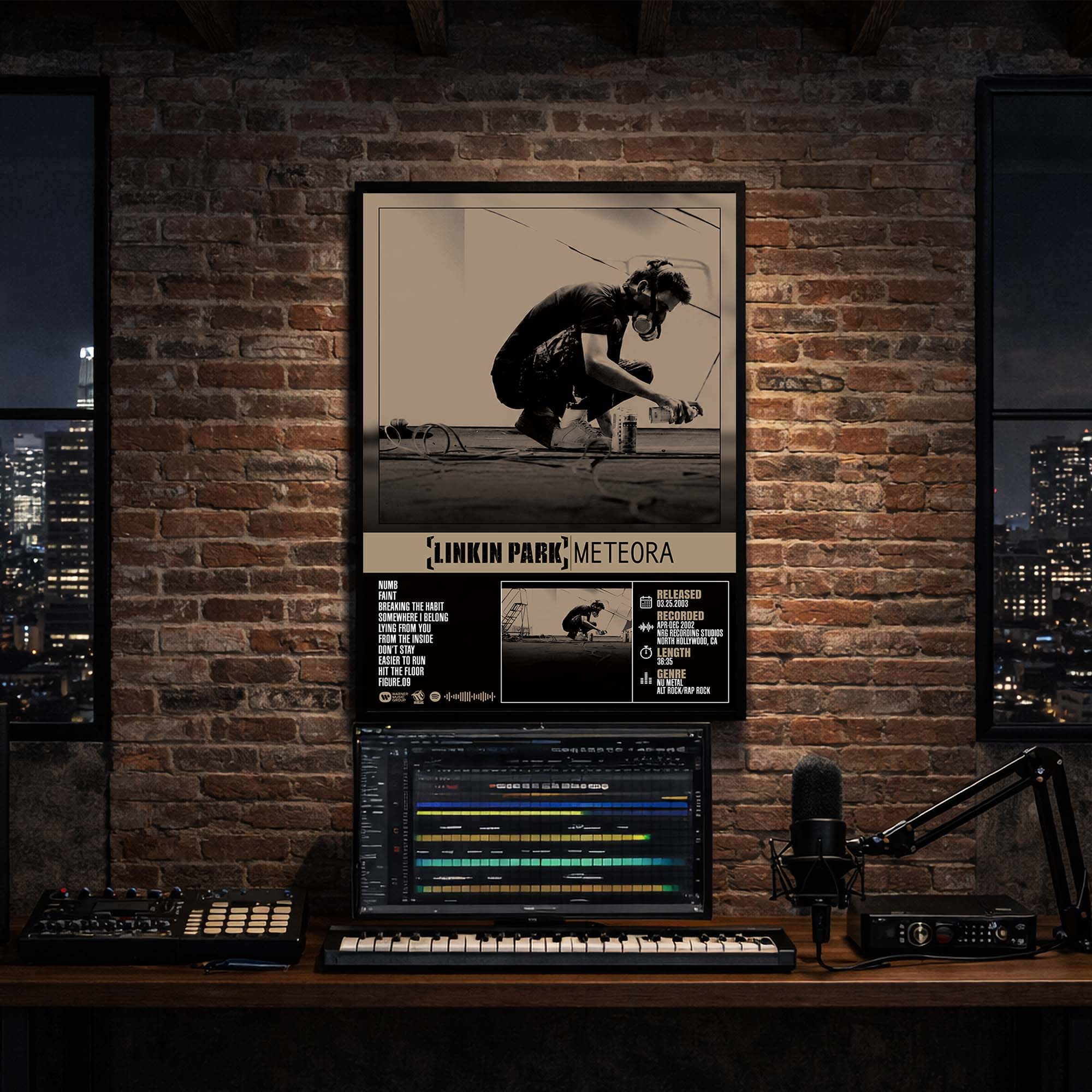 Linkin Park - Meteora Album Poster Hanging in Music Studio Room Decor