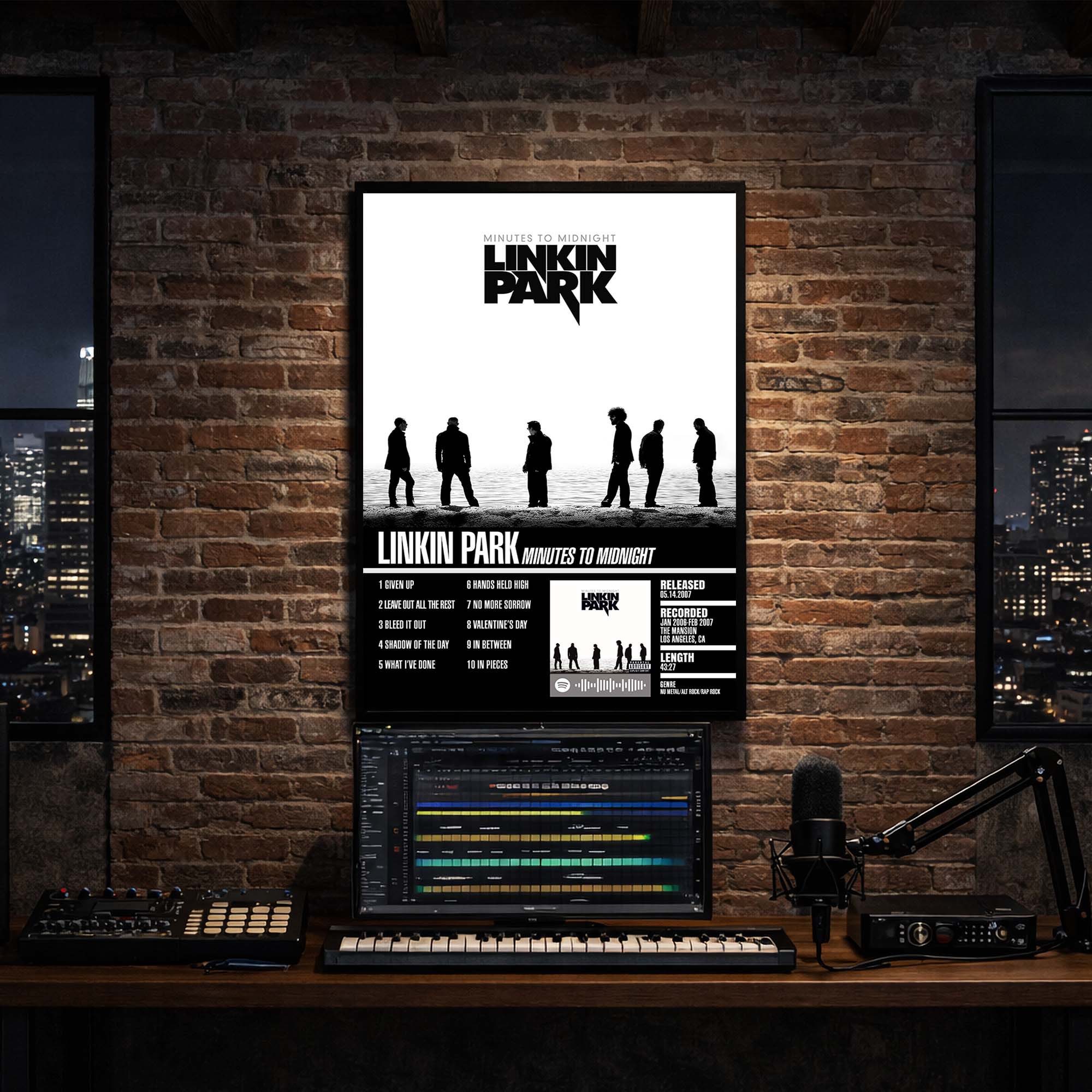 Linkin Park - Minutes to Midnight Album Poster Hanging in Music Studio Room Decor 