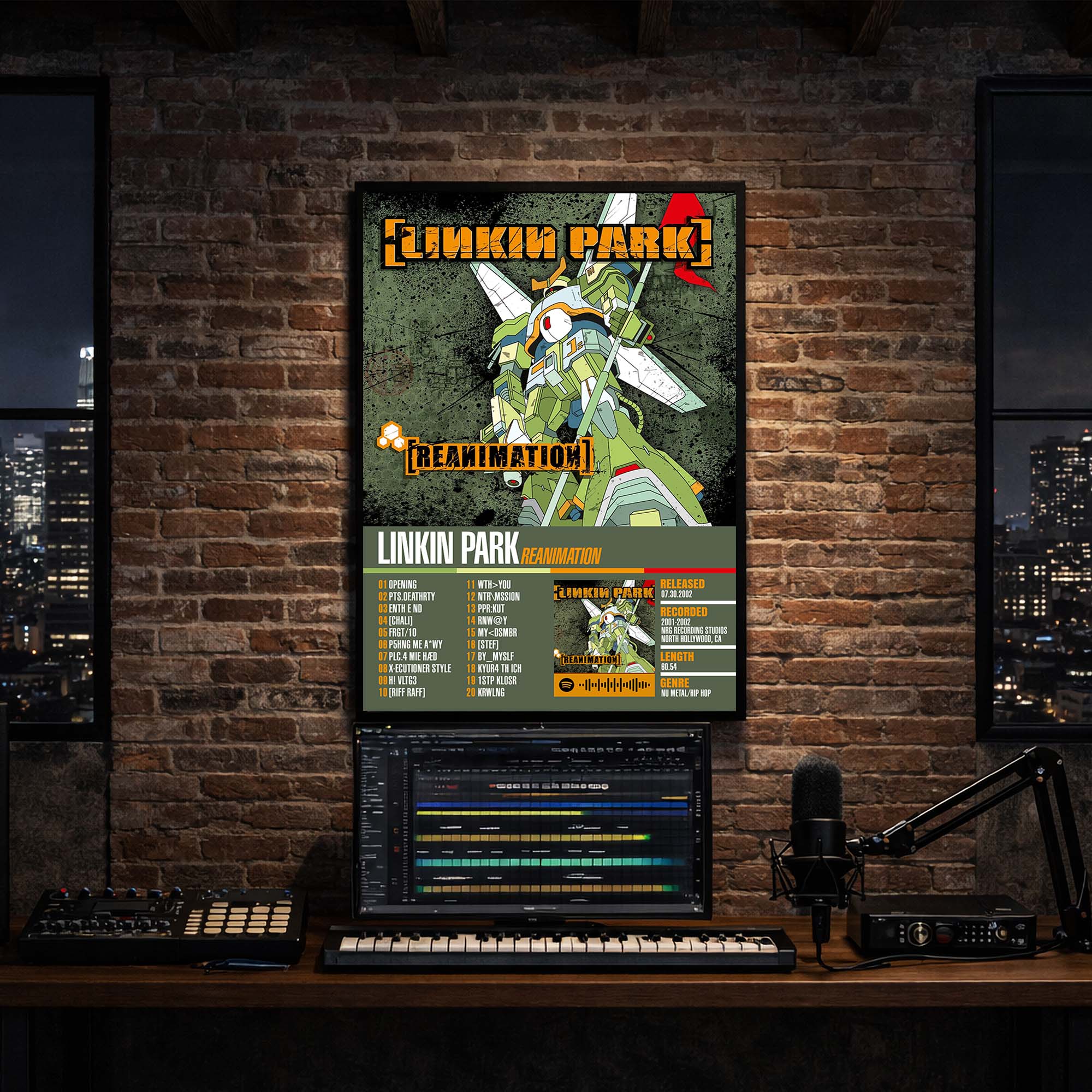 Linkin Park - Reanimation Album Poster Hanging in Music Studio Room Decor