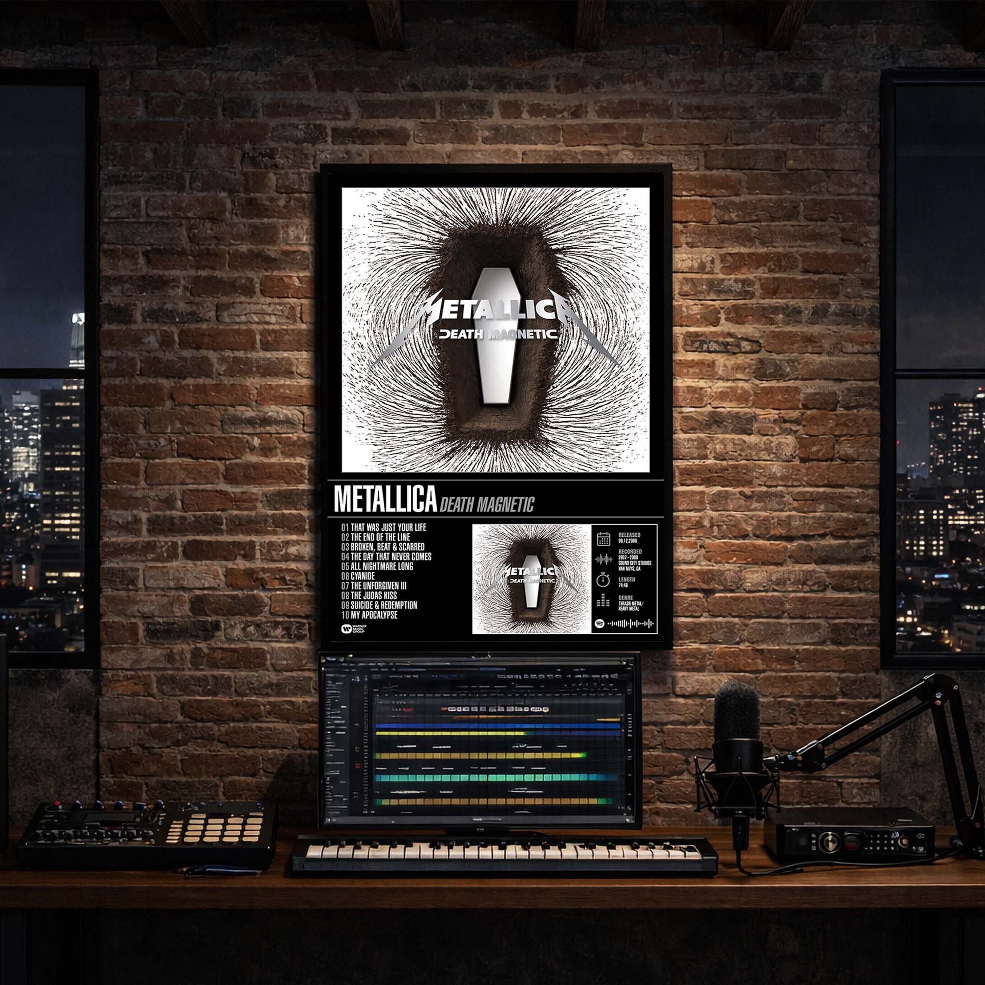 Metallica - Death Magnetic Album Poster Hanging in Music Studio Room Decor