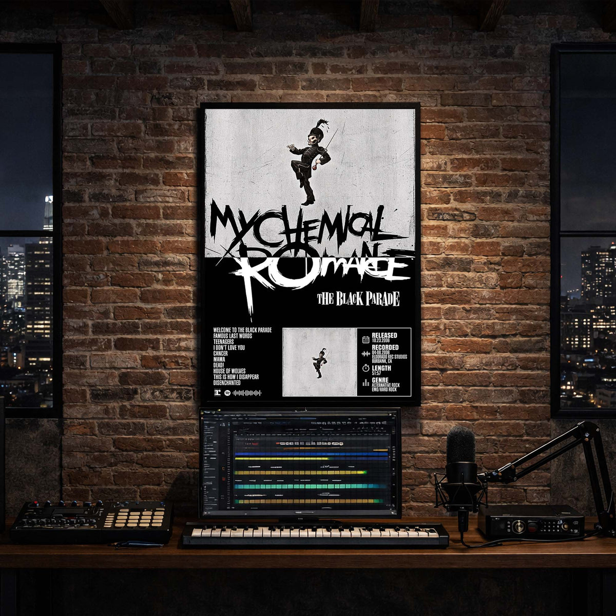 My Chemical Romance - The Black Parade Album Poster Hanging in Music Studio Room Decor